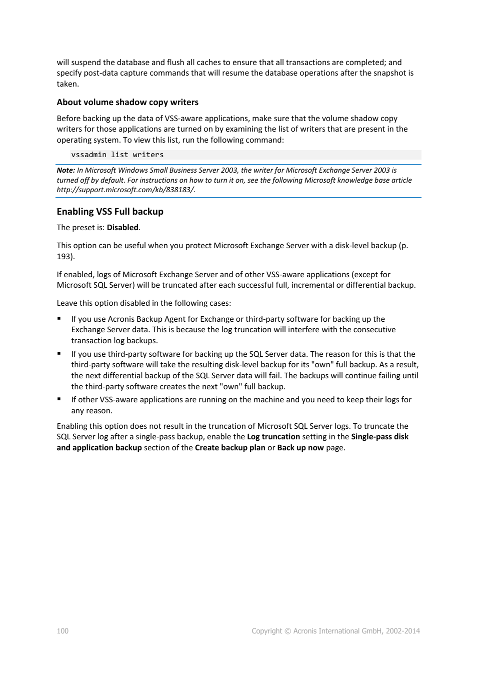 Acronis Backup for Windows Server - User Guide User Manual | Page 100 / 269