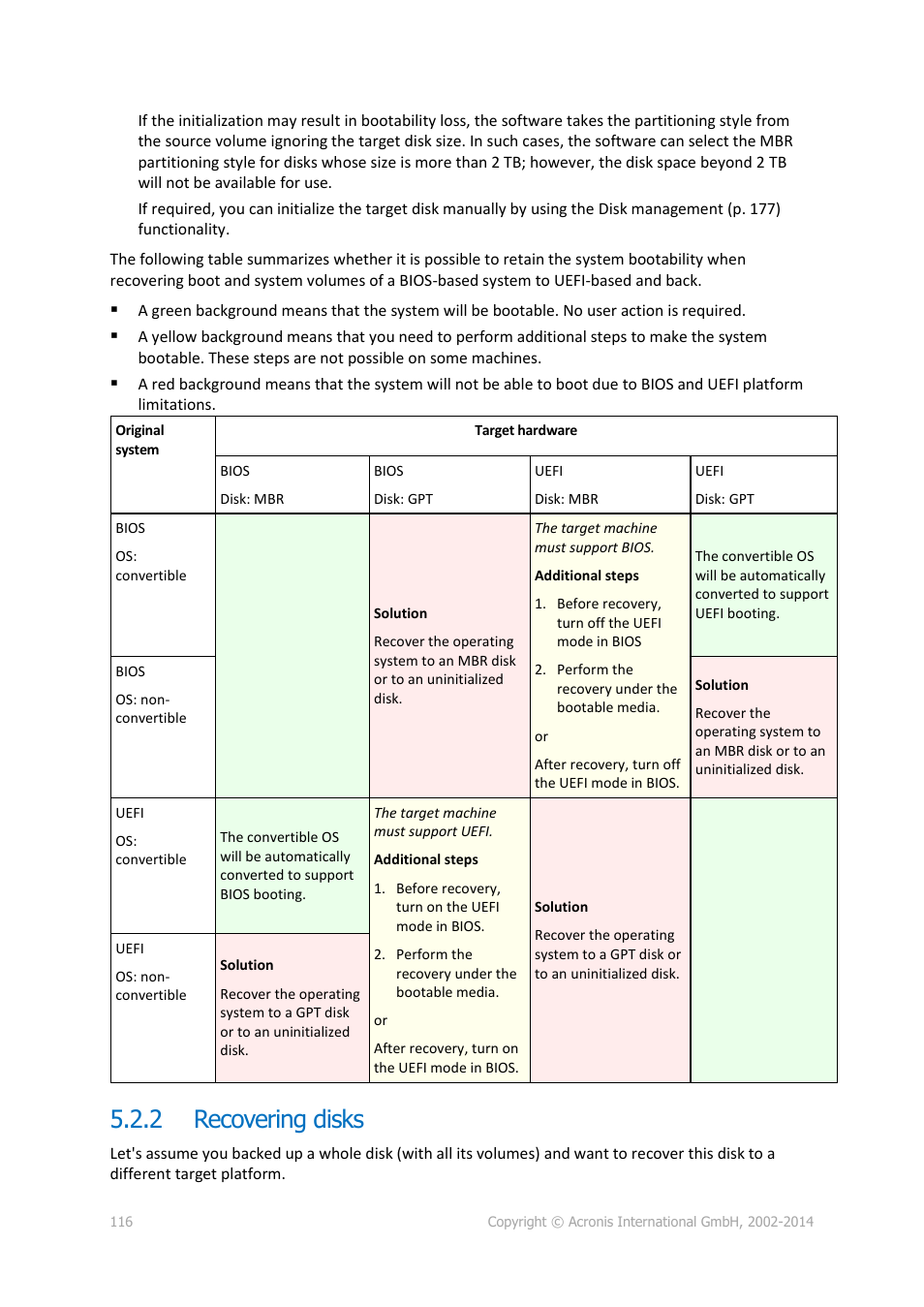 2 recovering disks, Recovering disks | Acronis Backup for Windows Server - User Guide User Manual | Page 116 / 269