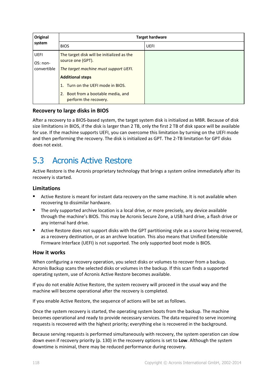 3 acronis active restore, Acronis active restore | Acronis Backup for Windows Server - User Guide User Manual | Page 118 / 269