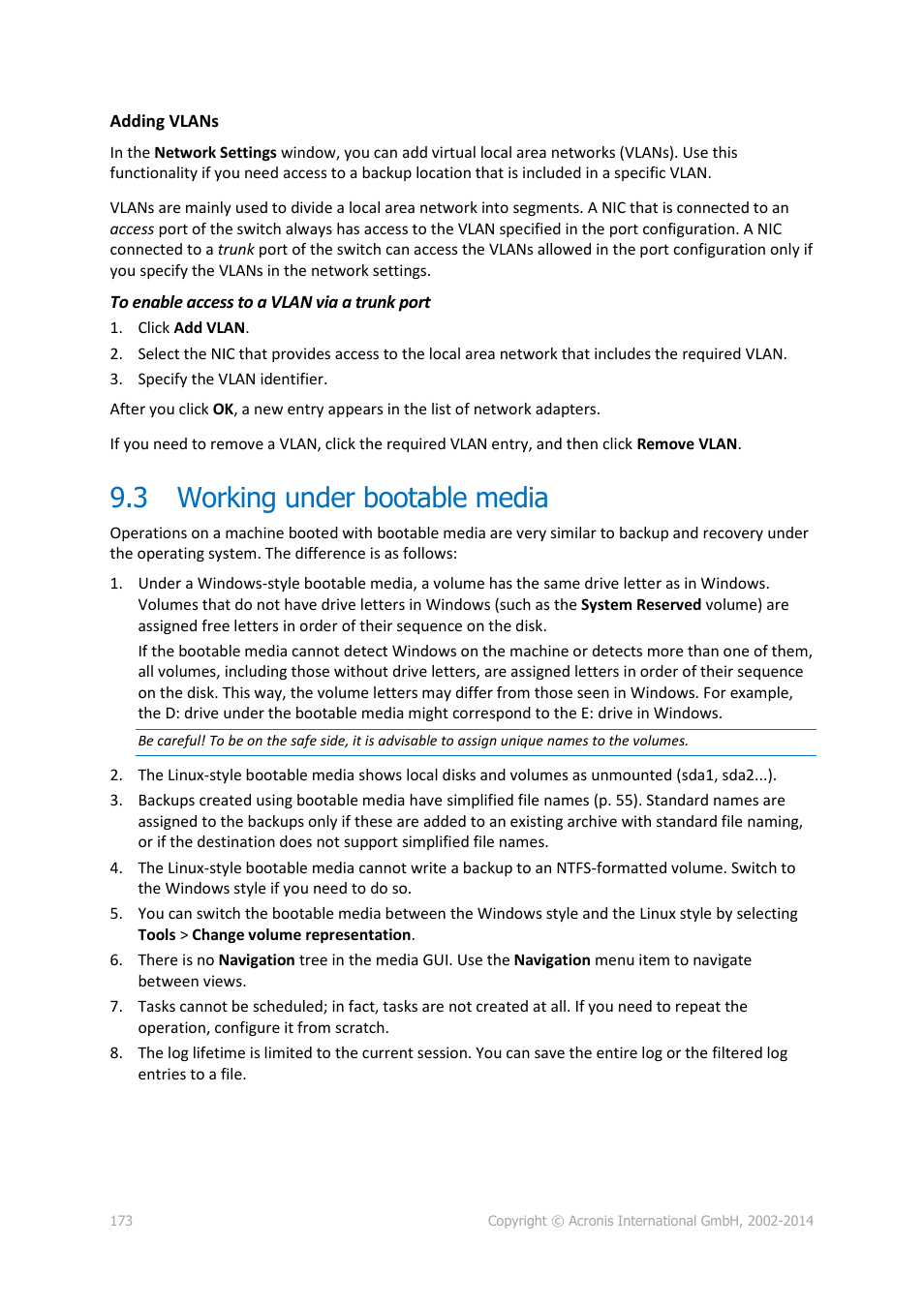 3 working under bootable media, Working under bootable media | Acronis Backup for Windows Server - User Guide User Manual | Page 173 / 269