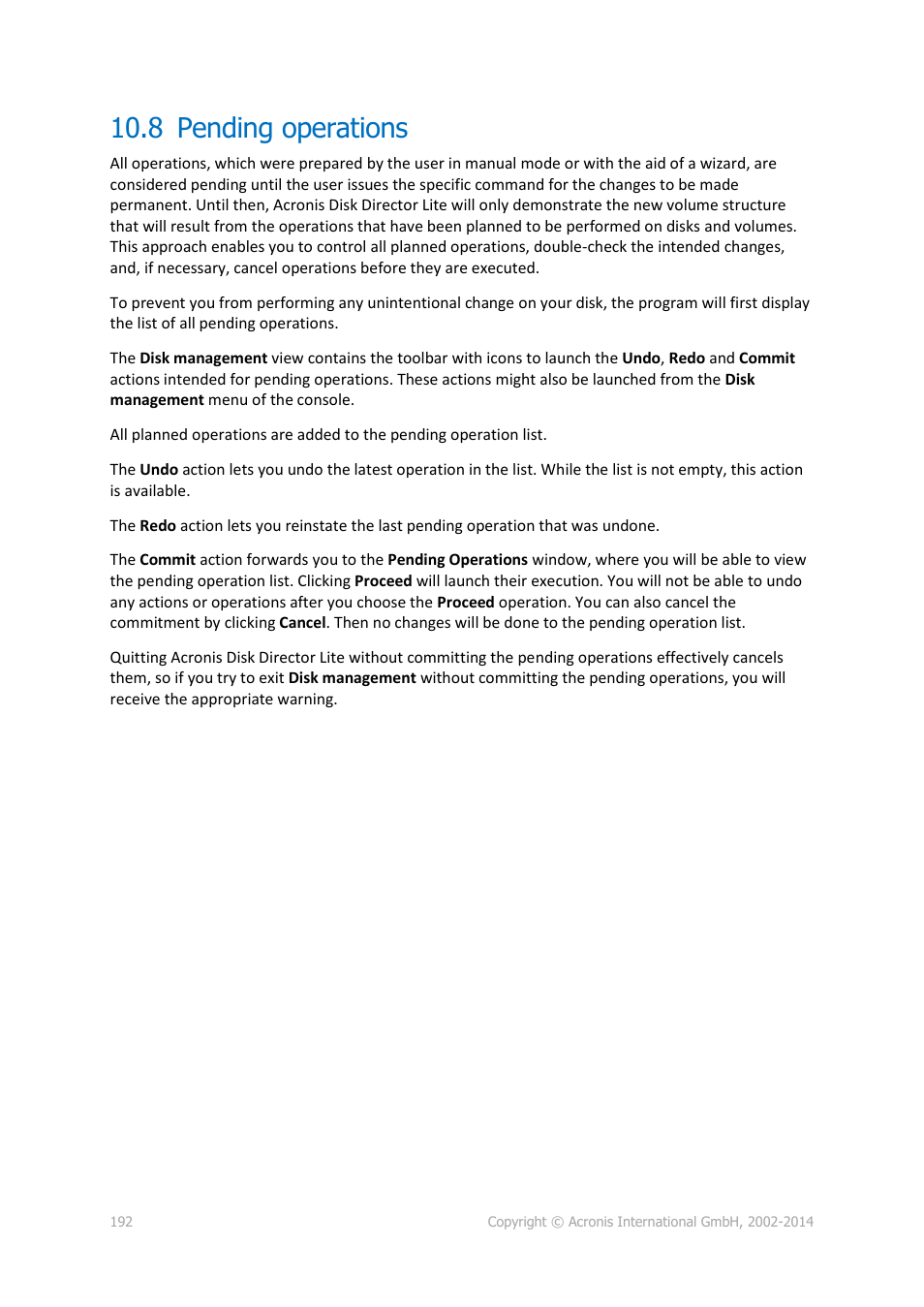 8 pending operations, Pending operations, P. 192) | Acronis Backup for Windows Server - User Guide User Manual | Page 192 / 269