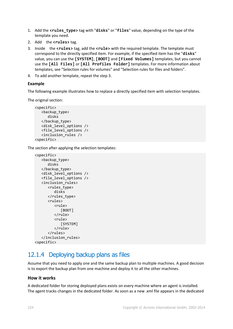 4 deploying backup plans as files | Acronis Backup for Windows Server - User Guide User Manual | Page 224 / 269