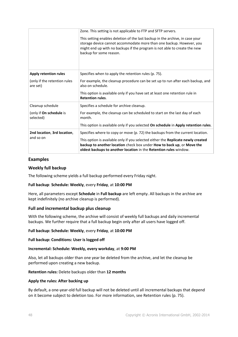 Examples | Acronis Backup for Windows Server - User Guide User Manual | Page 48 / 269