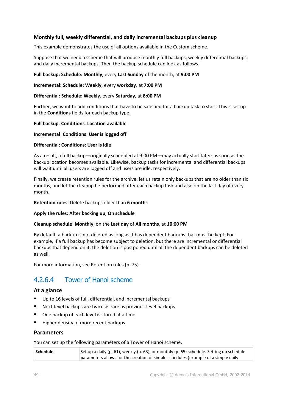 4 tower of hanoi scheme | Acronis Backup for Windows Server - User Guide User Manual | Page 49 / 269
