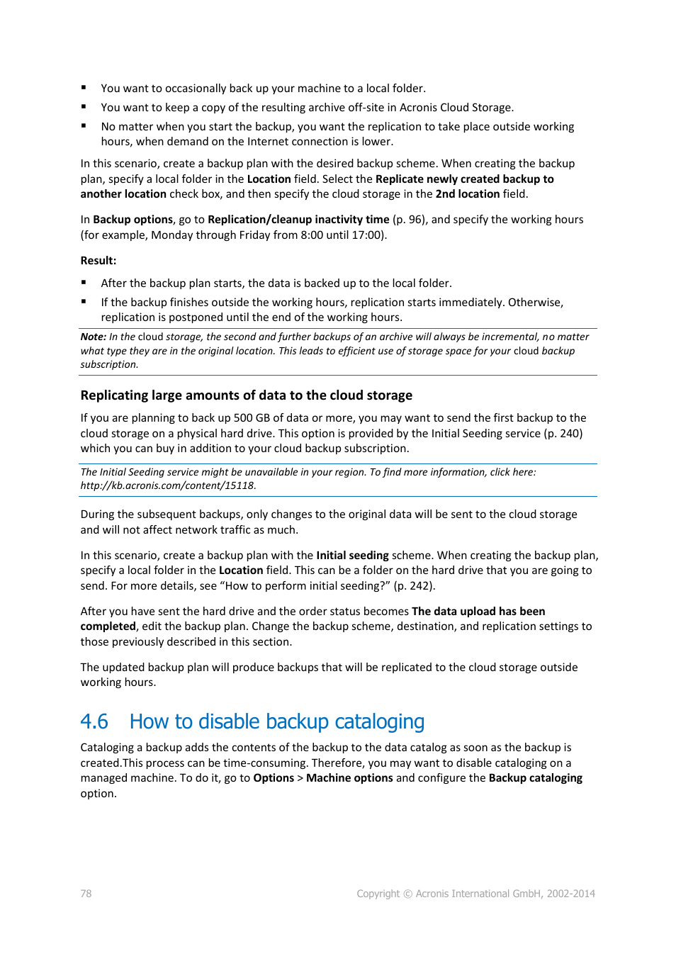 6 how to disable backup cataloging, How to disable backup cataloging | Acronis Backup for Windows Server - User Guide User Manual | Page 78 / 269