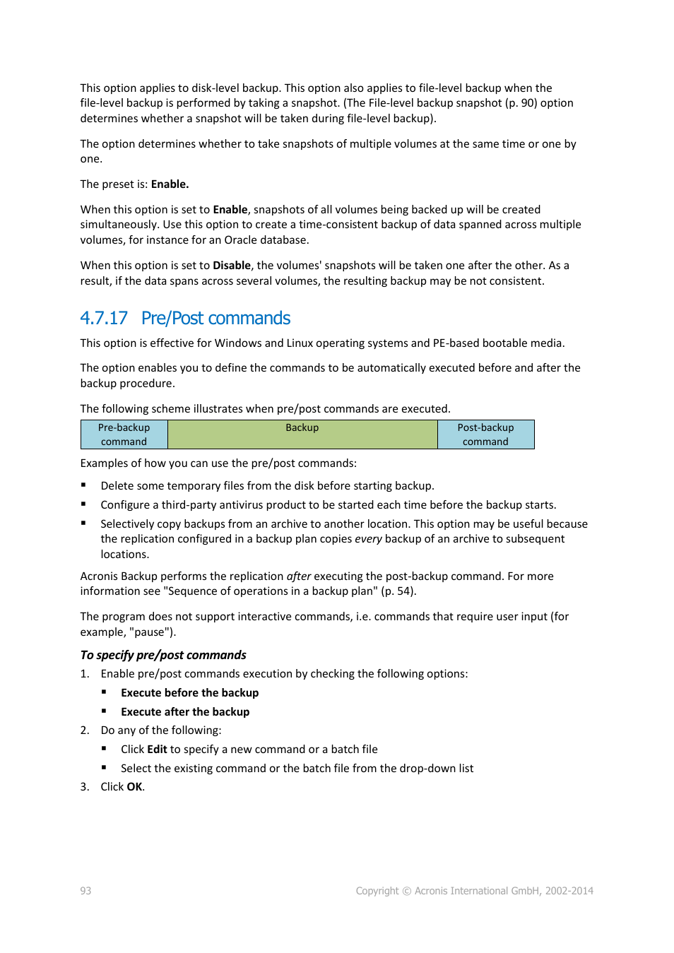 17 pre/post commands | Acronis Backup for Windows Server - User Guide User Manual | Page 93 / 269