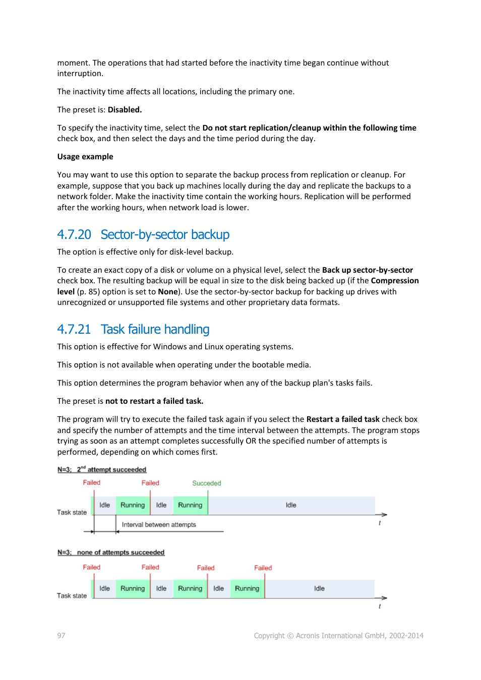 20 sector-by-sector backup, 21 task failure handling | Acronis Backup for Windows Server - User Guide User Manual | Page 97 / 269