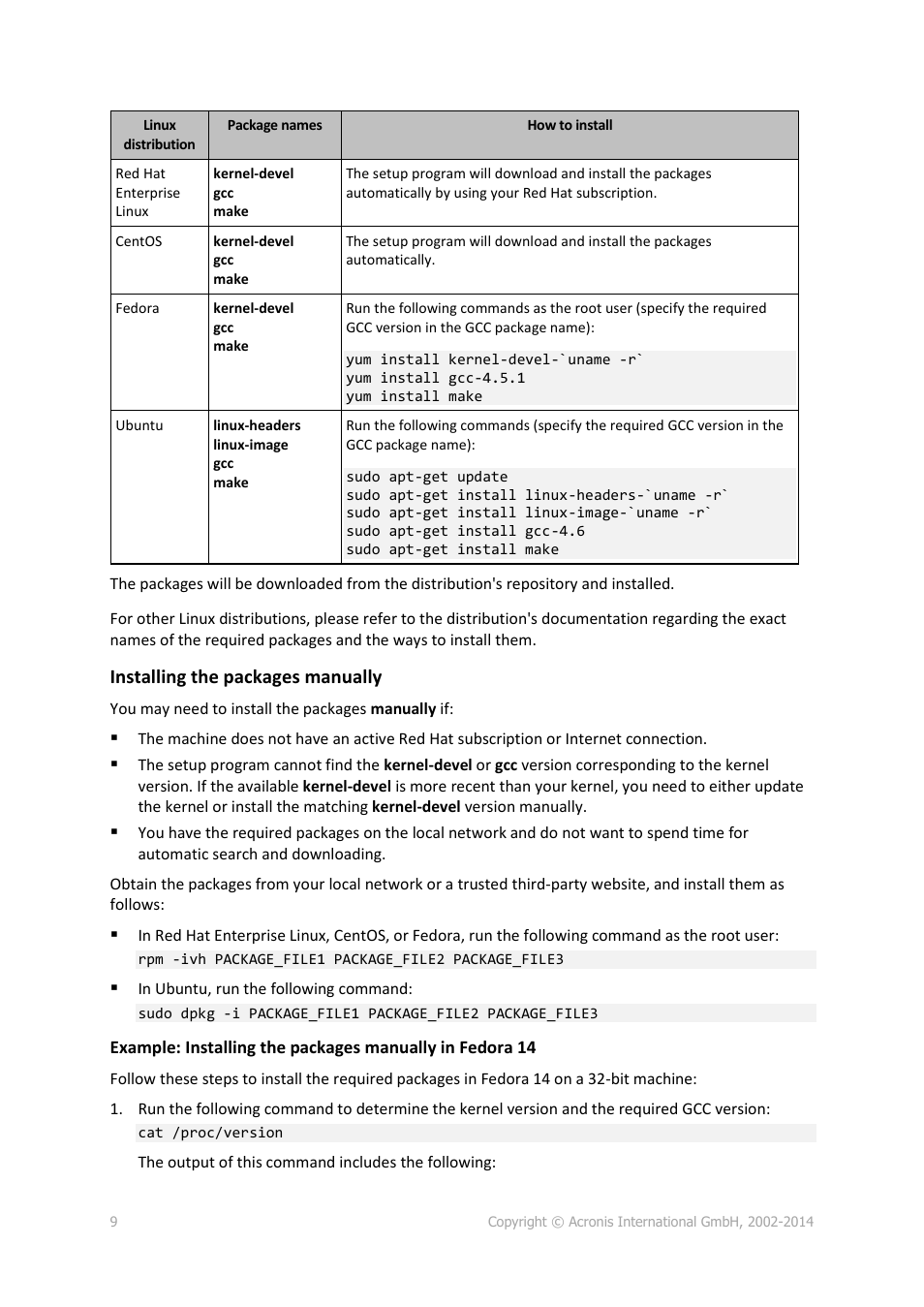 Installing the packages manually | Acronis Backup for Linux Server - Installation Guide User Manual | Page 9 / 14