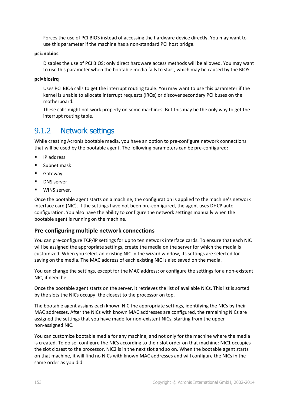 2 network settings, Network settings | Acronis Backup for Linux Server - User Guide User Manual | Page 153 / 210