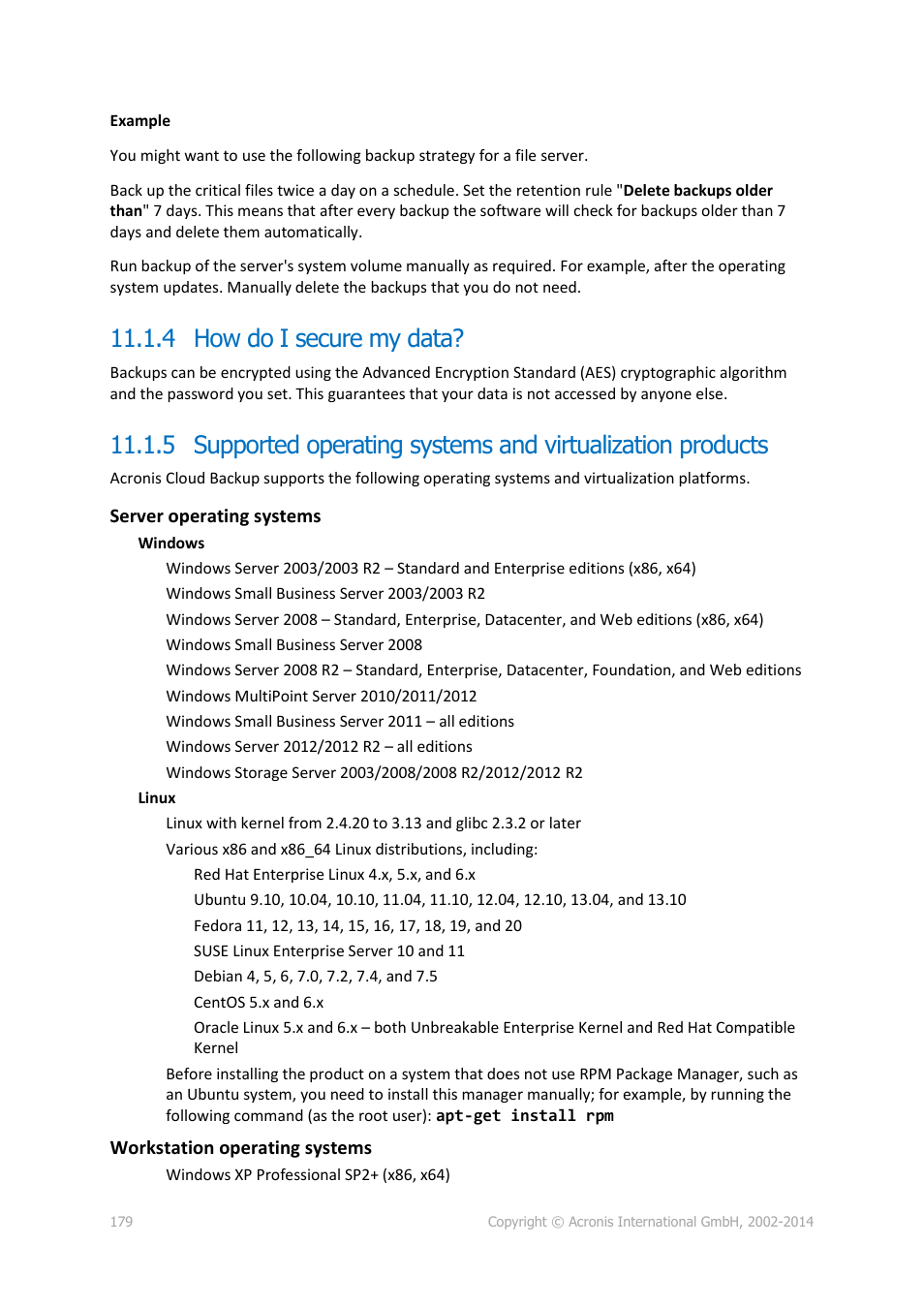4 how do i secure my data | Acronis Backup for Linux Server - User Guide User Manual | Page 179 / 210