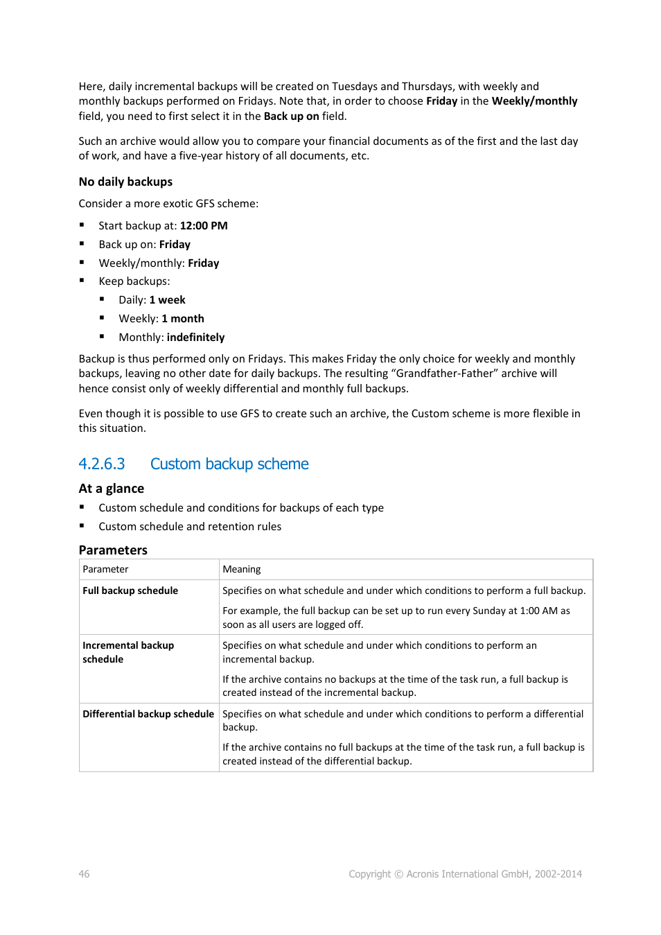 3 custom backup scheme | Acronis Backup for Linux Server - User Guide User Manual | Page 46 / 210