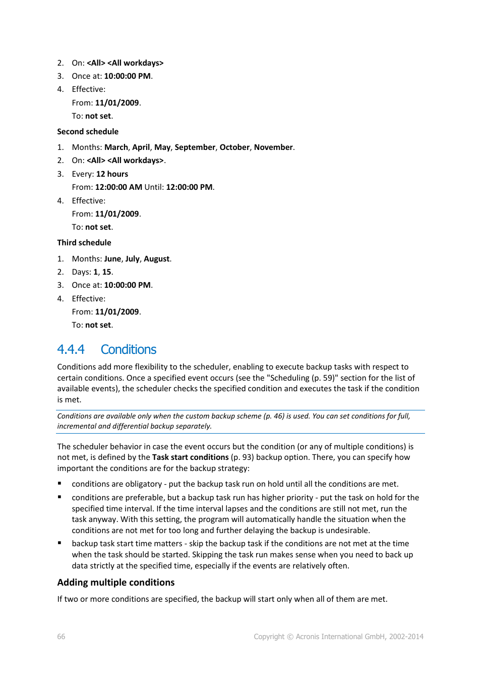 4 conditions, Conditions | Acronis Backup for Linux Server - User Guide User Manual | Page 66 / 210