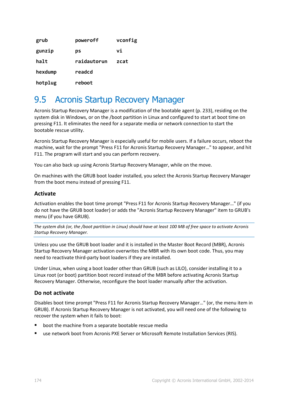 5 acronis startup recovery manager, Acronis startup recovery manager, P. 174) | Acronis Backup for PC - User Guide User Manual | Page 174 / 243