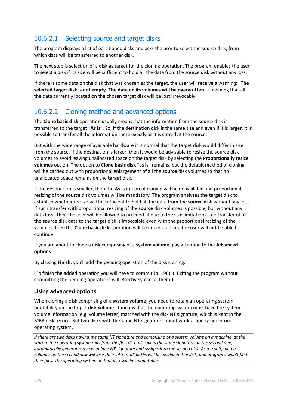 1 selecting source and target disks, 2 cloning method and advanced options | Acronis Backup for PC - User Guide User Manual | Page 179 / 243