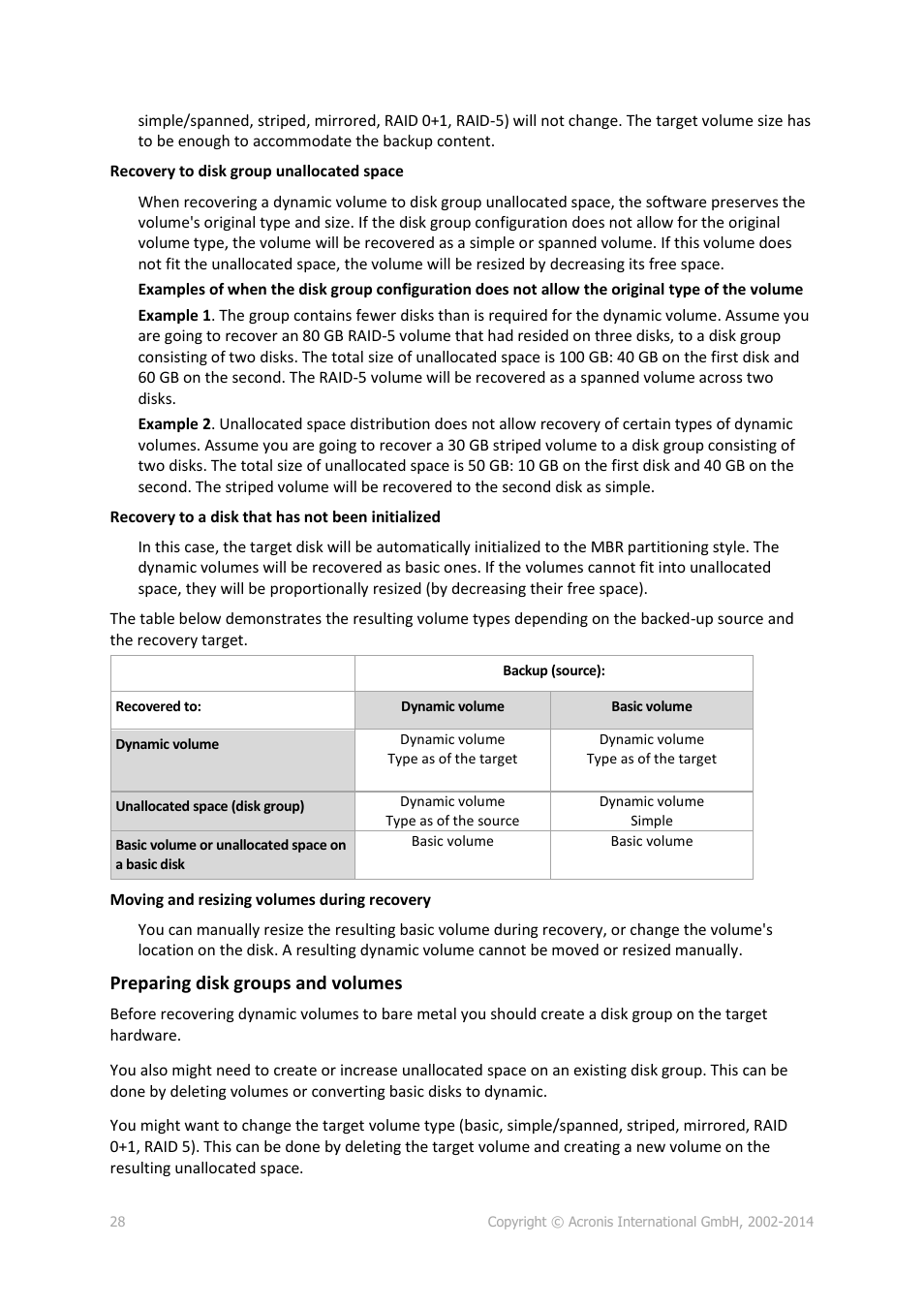 Preparing disk groups and volumes | Acronis Backup for PC - User Guide User Manual | Page 28 / 243