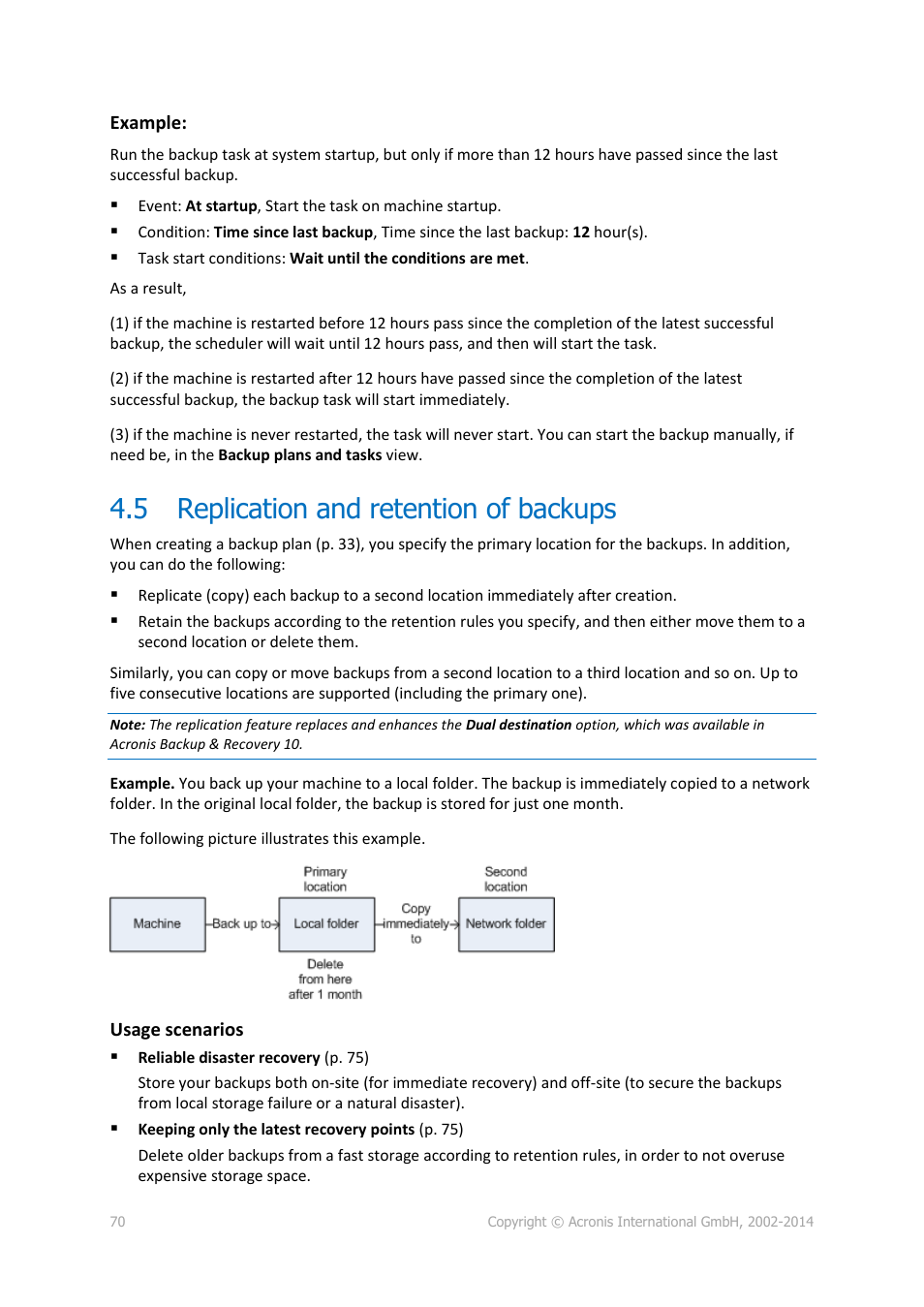 5 replication and retention of backups, Replication and retention of backups, P. 70) | Acronis Backup for PC - User Guide User Manual | Page 70 / 243