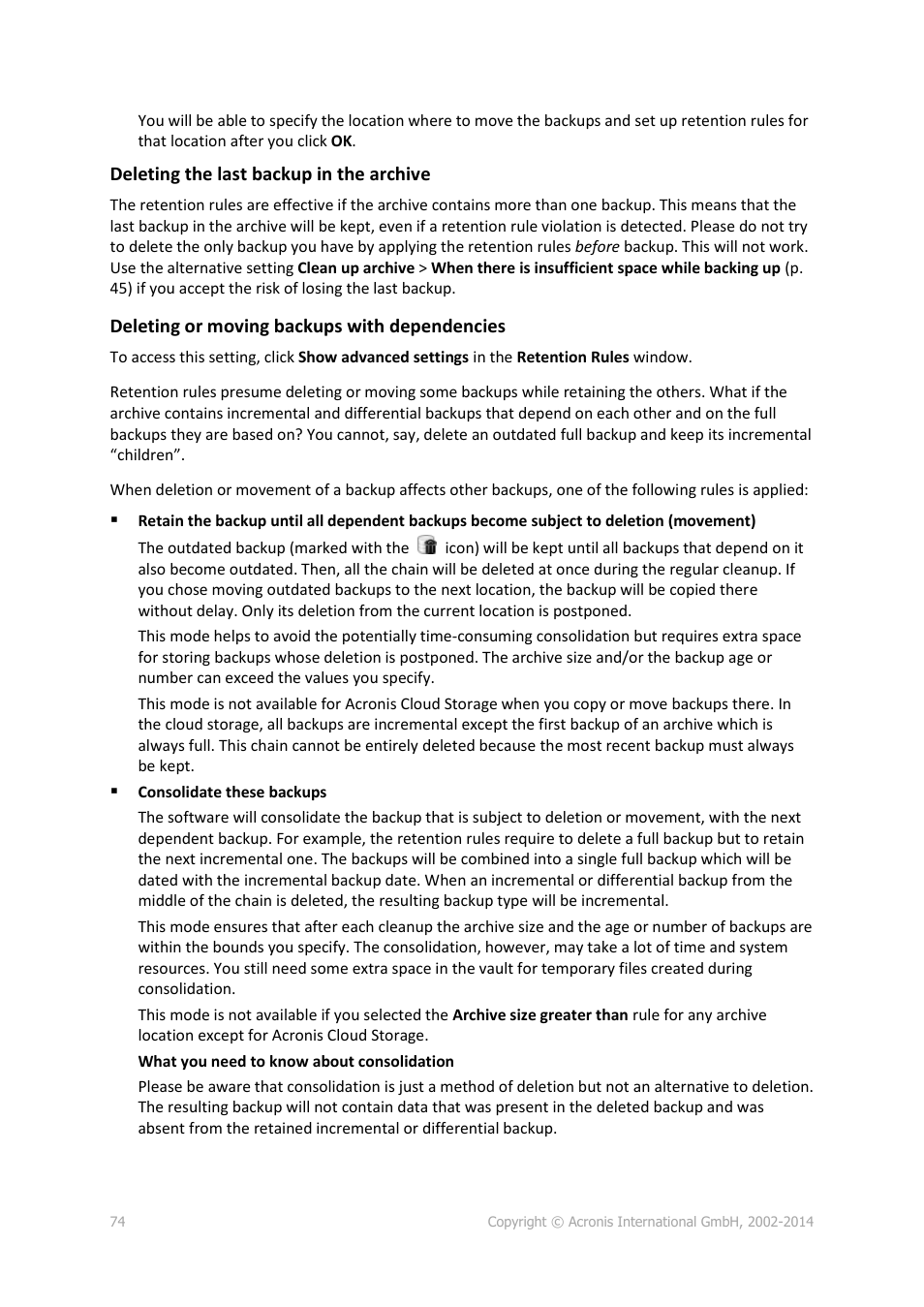 Acronis Backup for PC - User Guide User Manual | Page 74 / 243