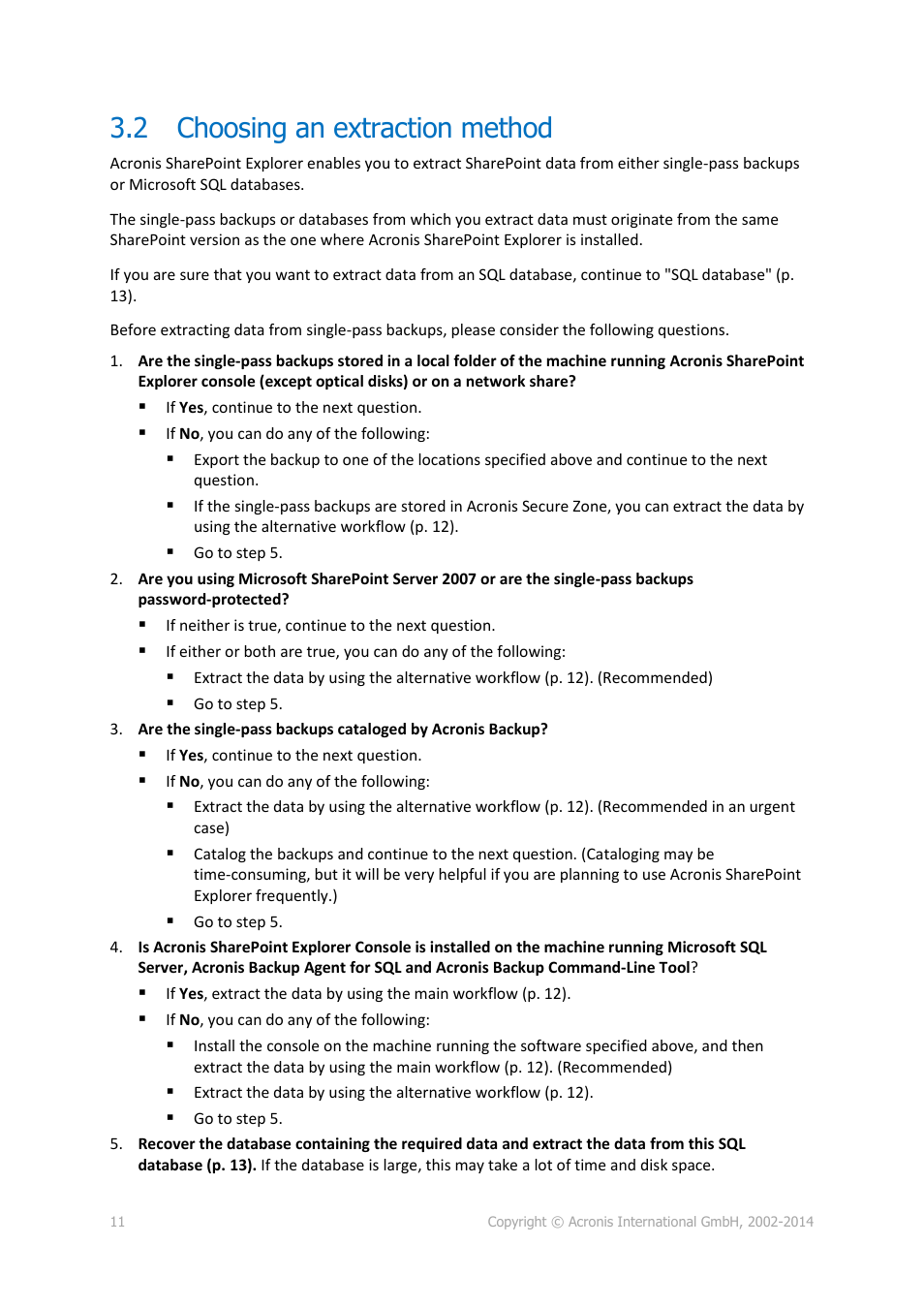 2 choosing an extraction method, Choosing an extraction method | Acronis SharePoint Explorer - User Guide User Manual | Page 11 / 18