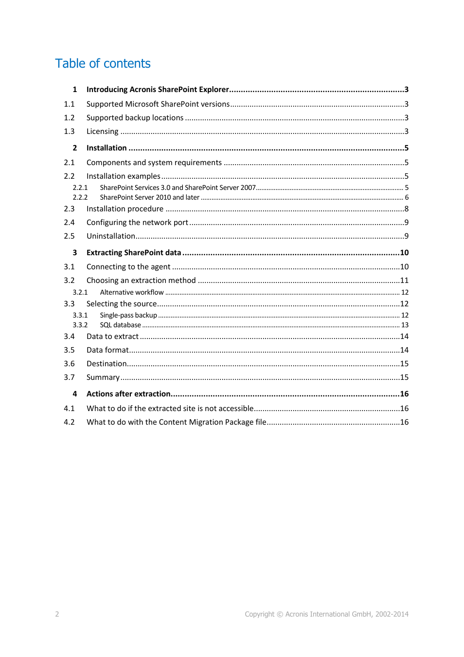 Acronis SharePoint Explorer - User Guide User Manual | Page 2 / 18