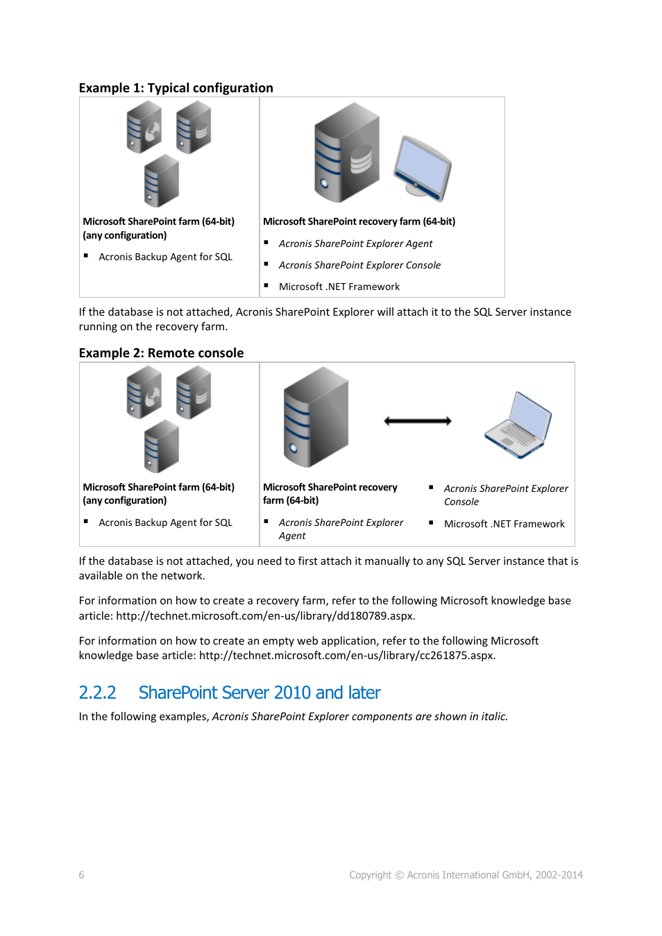 2 sharepoint server 2010 and later, Sharepoint server 2010 and later | Acronis SharePoint Explorer - User Guide User Manual | Page 6 / 18