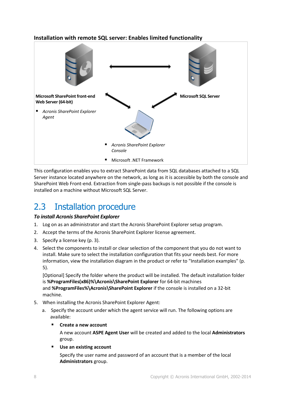 3 installation procedure, Installation procedure | Acronis SharePoint Explorer - User Guide User Manual | Page 8 / 18