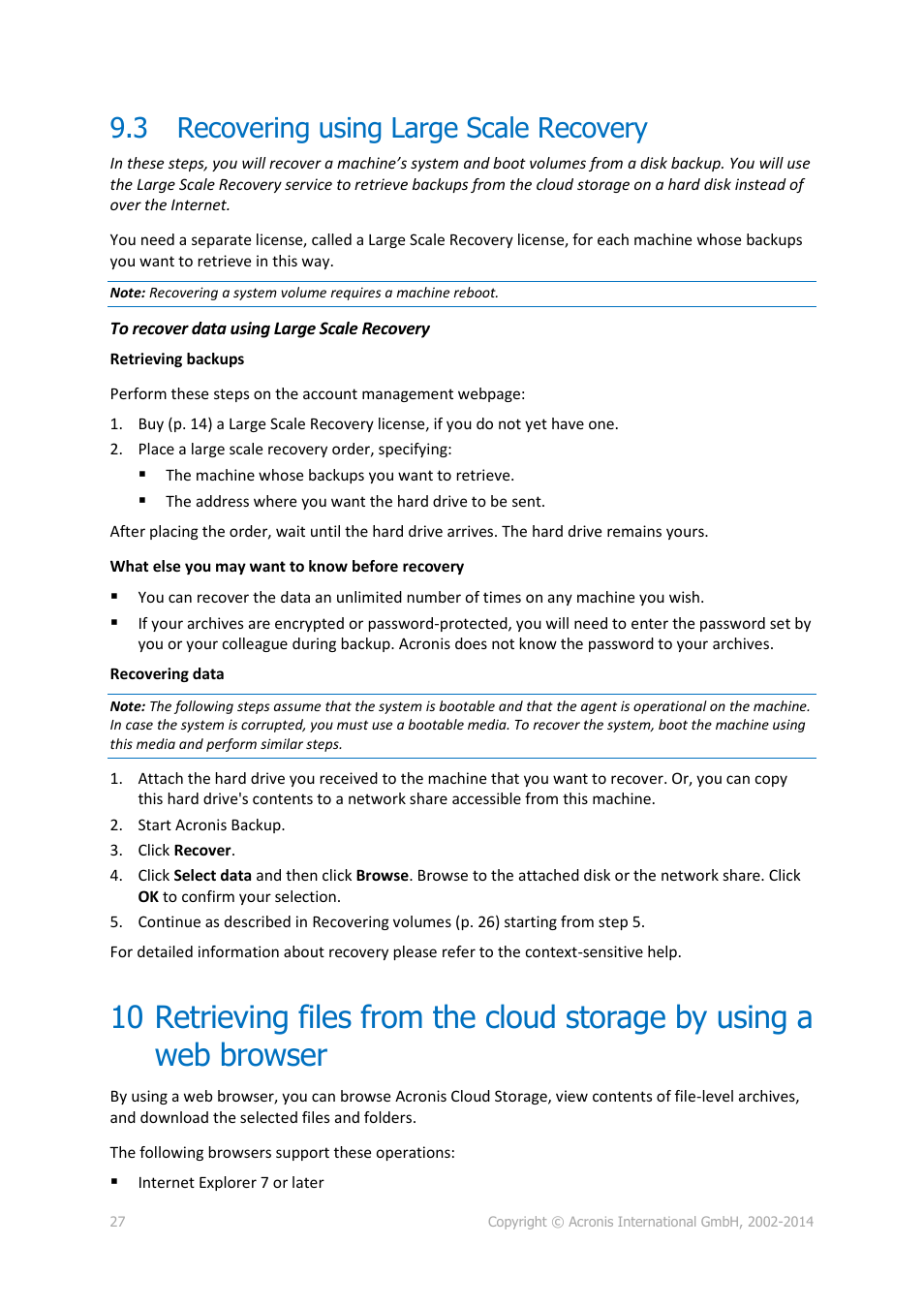 3 recovering using large scale recovery, Recovering using large scale recovery | Acronis Backup Advanced (Cloud) - User Guide User Manual | Page 27 / 33
