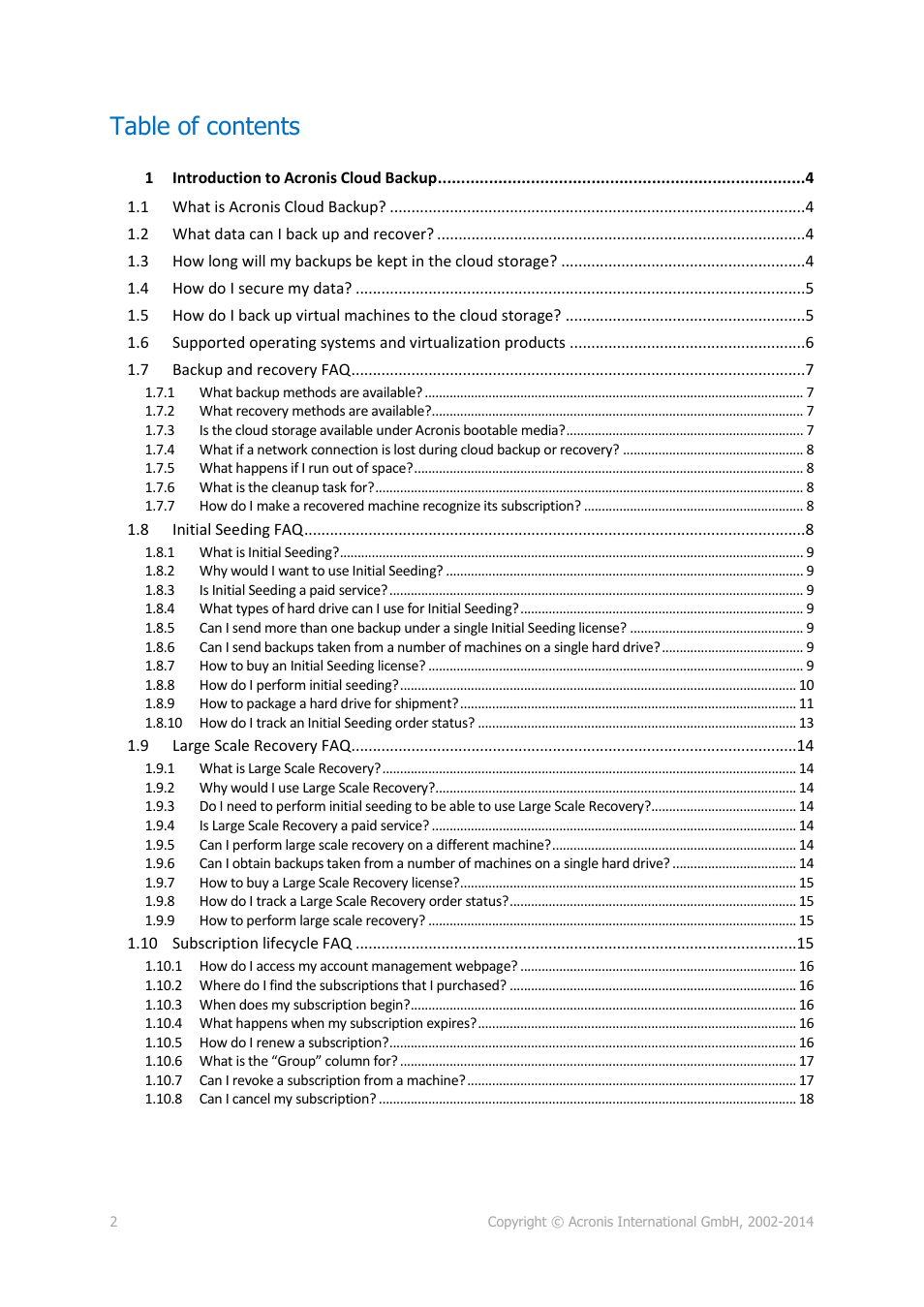 Acronis Backup Advanced (Cloud) - User Guide User Manual | Page 2 / 37