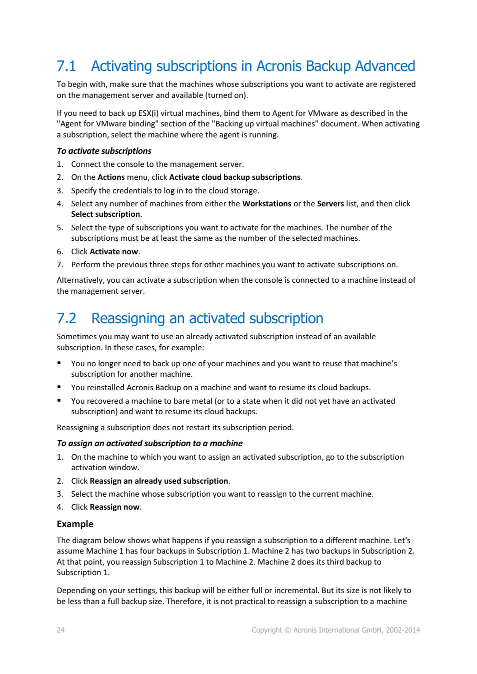2 reassigning an activated subscription, Reassigning an activated subscription | Acronis Backup Advanced (Cloud) - User Guide User Manual | Page 24 / 37