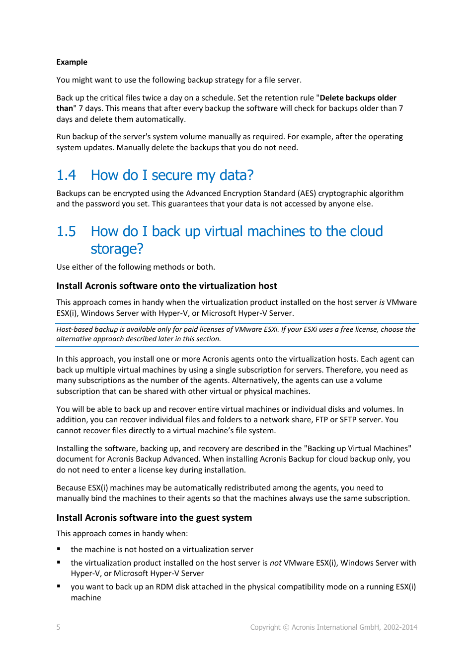 4 how do i secure my data, How do i secure my data | Acronis Backup Advanced (Cloud) - User Guide User Manual | Page 5 / 37