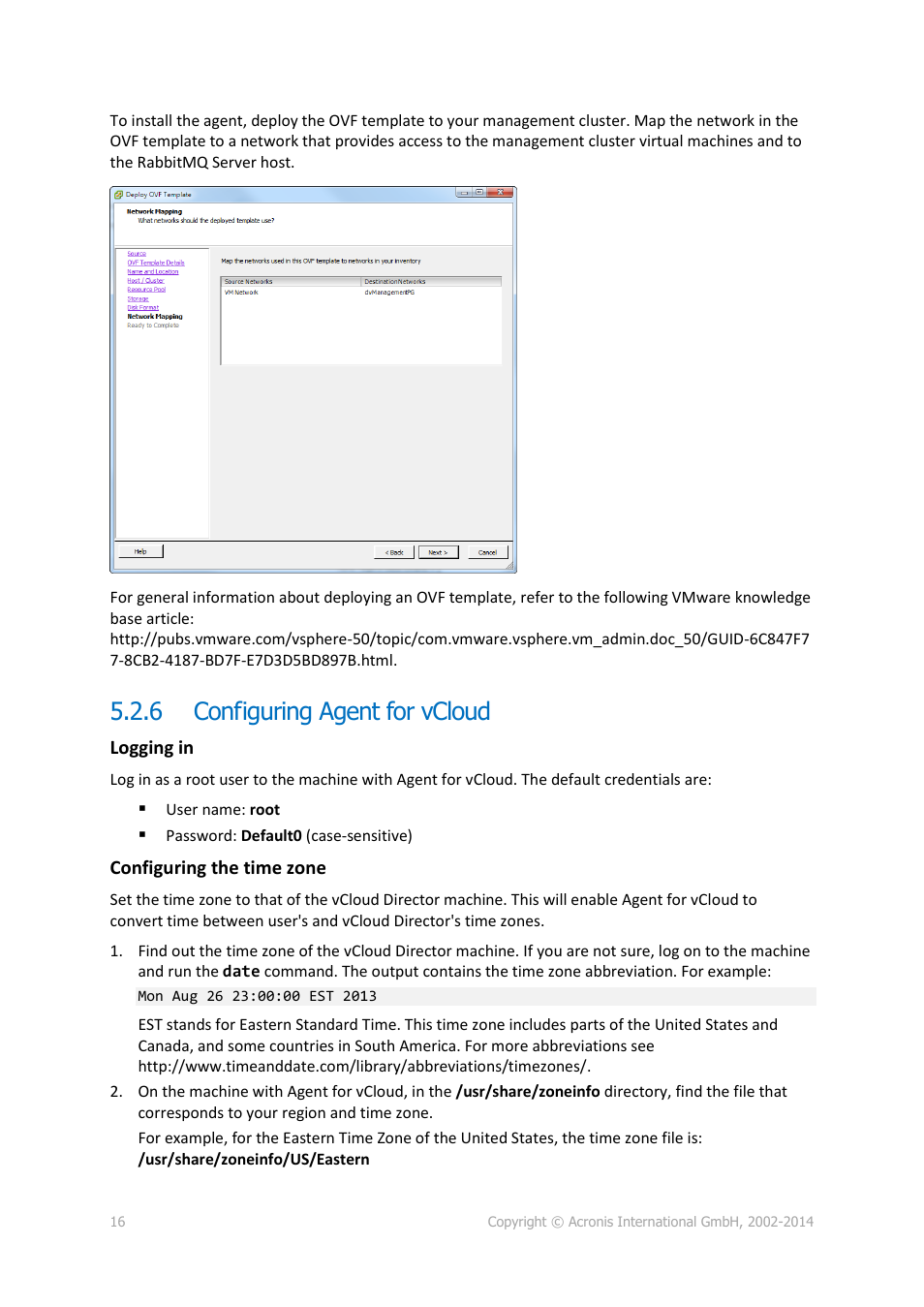 6 configuring agent for vcloud, Configuring agent for vcloud | Acronis Backup Advanced for vCloud - Quick Start Guide User Manual | Page 16 / 25
