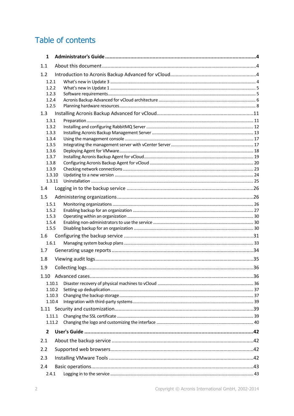 Acronis Backup Advanced for vCloud - Administrator's Guide User Manual | Page 2 / 61