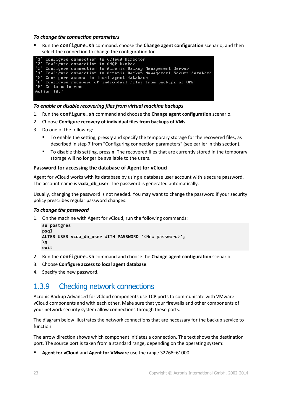 9 checking network connections, Checking network connections | Acronis Backup Advanced for vCloud - Administrator's Guide User Manual | Page 23 / 61