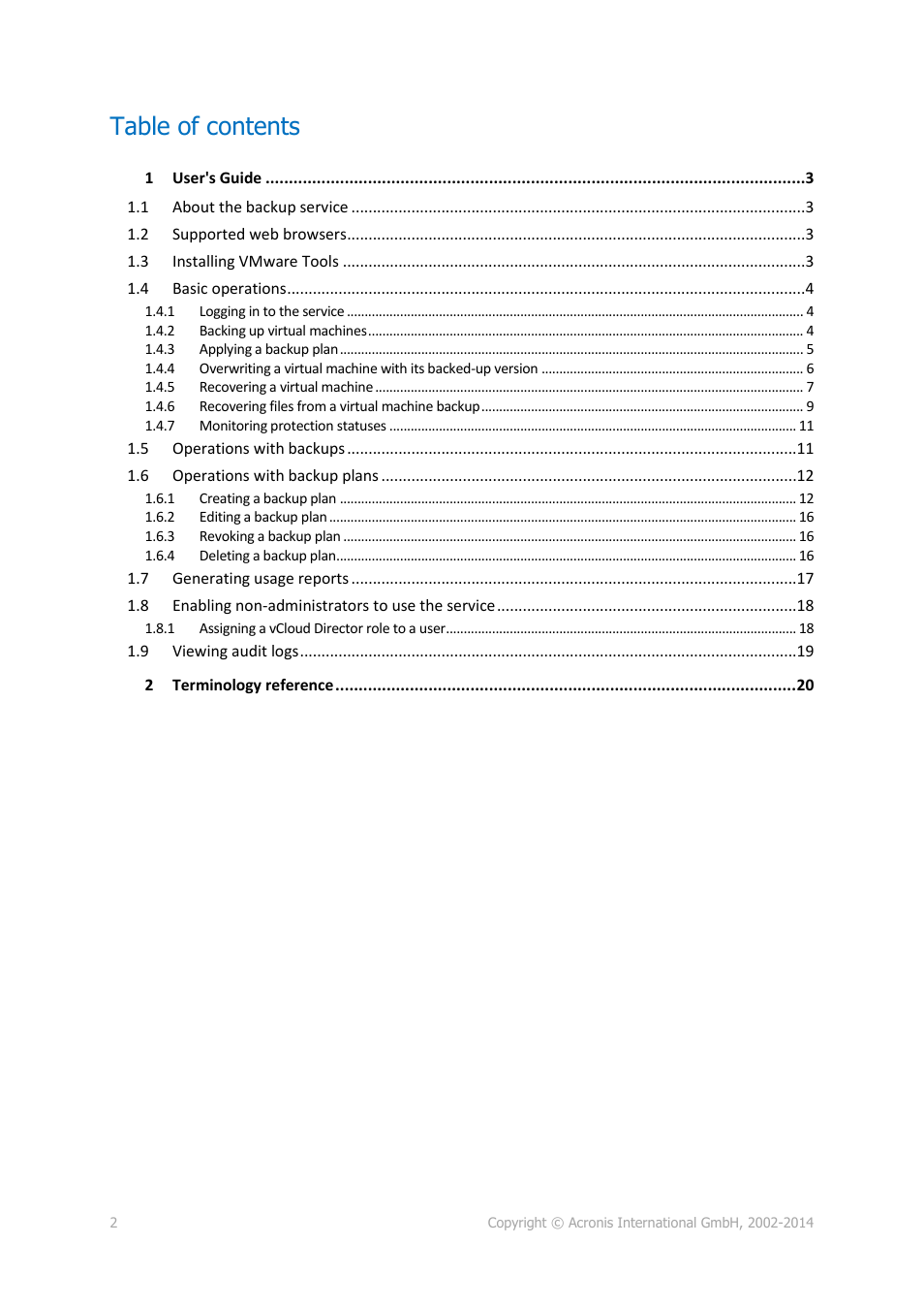 Acronis Backup Advanced for vCloud - User Guide User Manual | Page 2 / 21