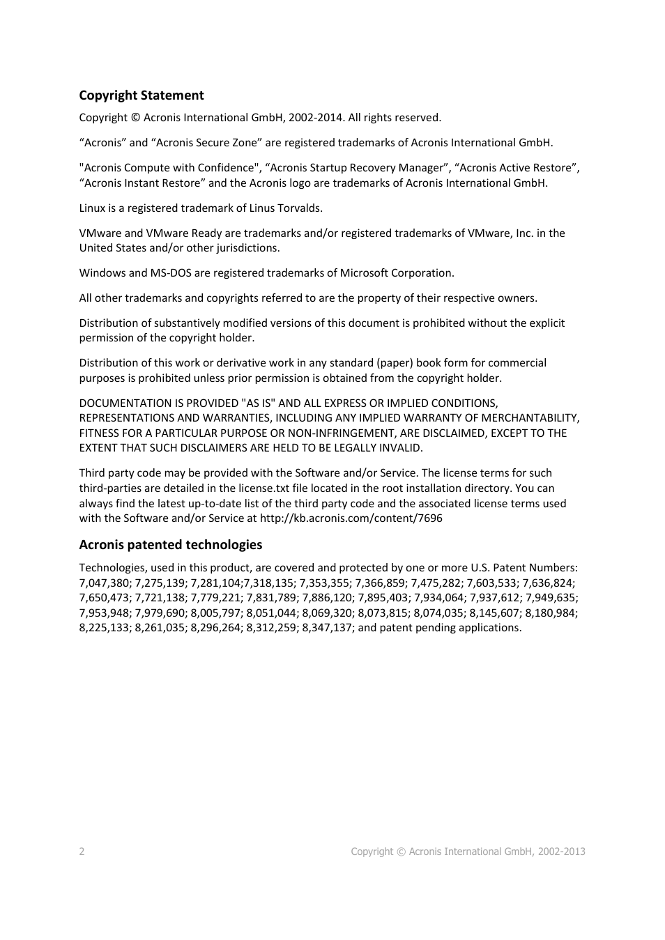 Acronis Backup for VMware 9 - User Guide User Manual | Page 2 / 127