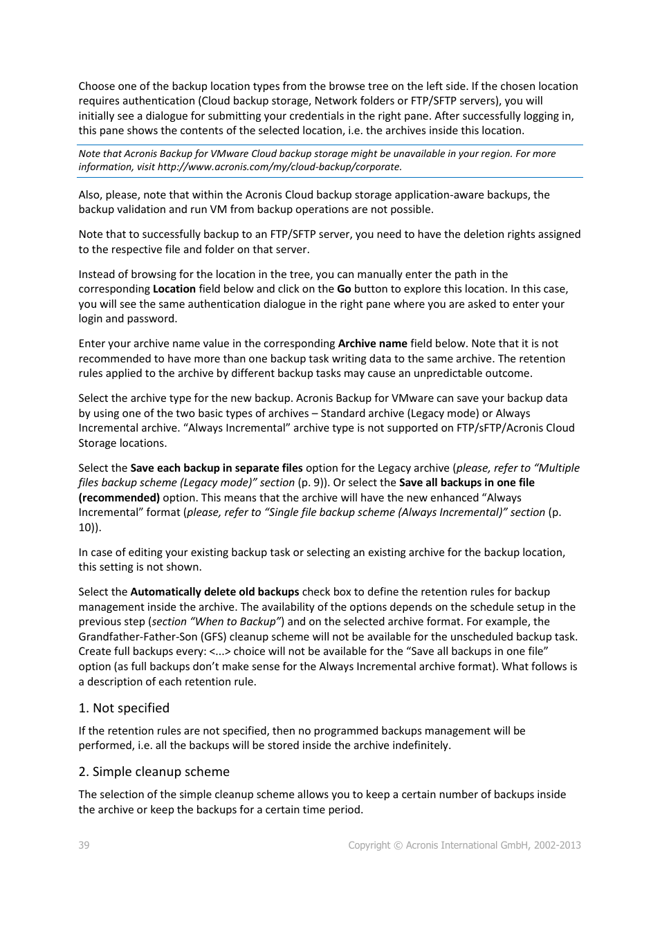 Acronis Backup for VMware 9 - User Guide User Manual | Page 39 / 127