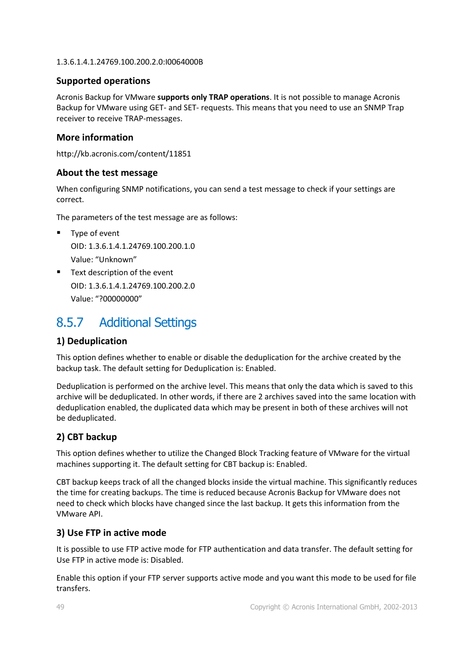 7 additional settings, Additional settings | Acronis Backup for VMware 9 - User Guide User Manual | Page 49 / 127