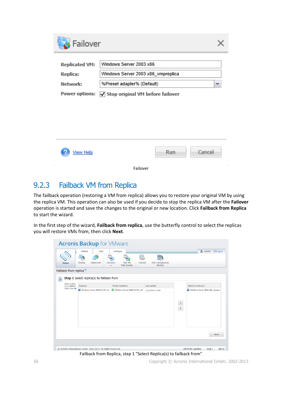3 failback vm from replica, Failback vm from replica | Acronis Backup for VMware 9 - User Guide User Manual | Page 56 / 127
