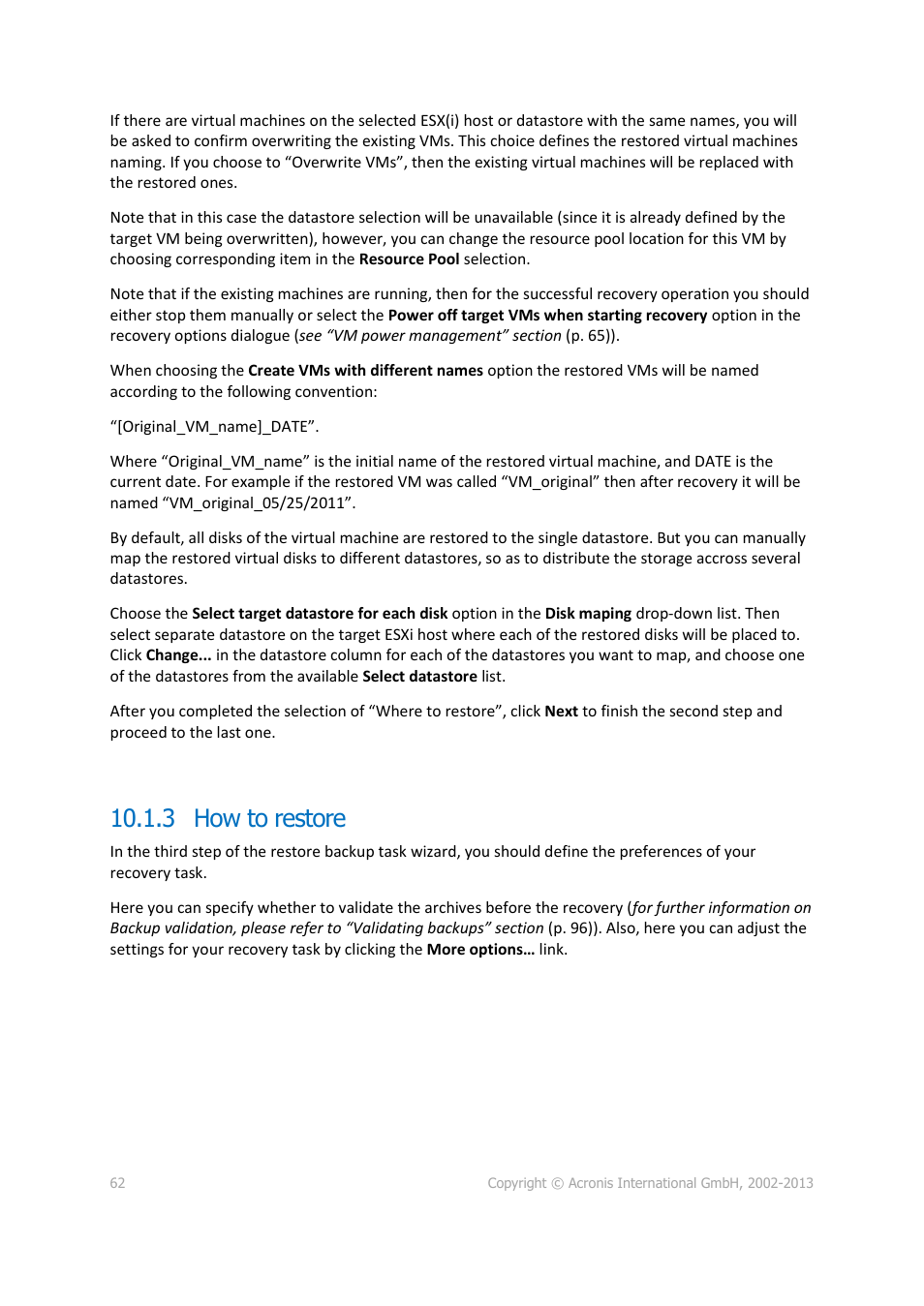 3 how to restore | Acronis Backup for VMware 9 - User Guide User Manual | Page 62 / 127