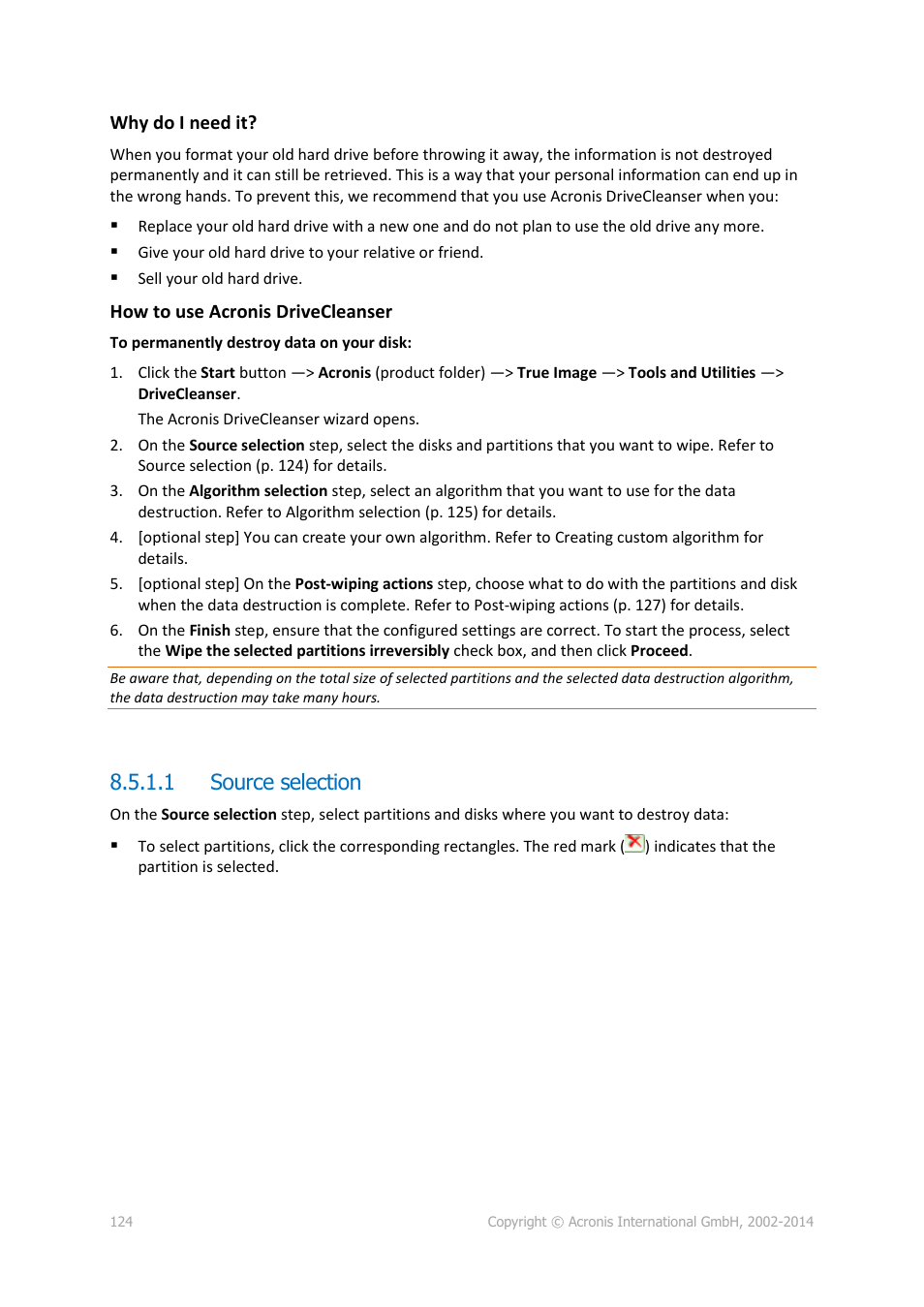 1 source selection | Acronis True Image 2015 - User Guide User Manual | Page 124 / 146