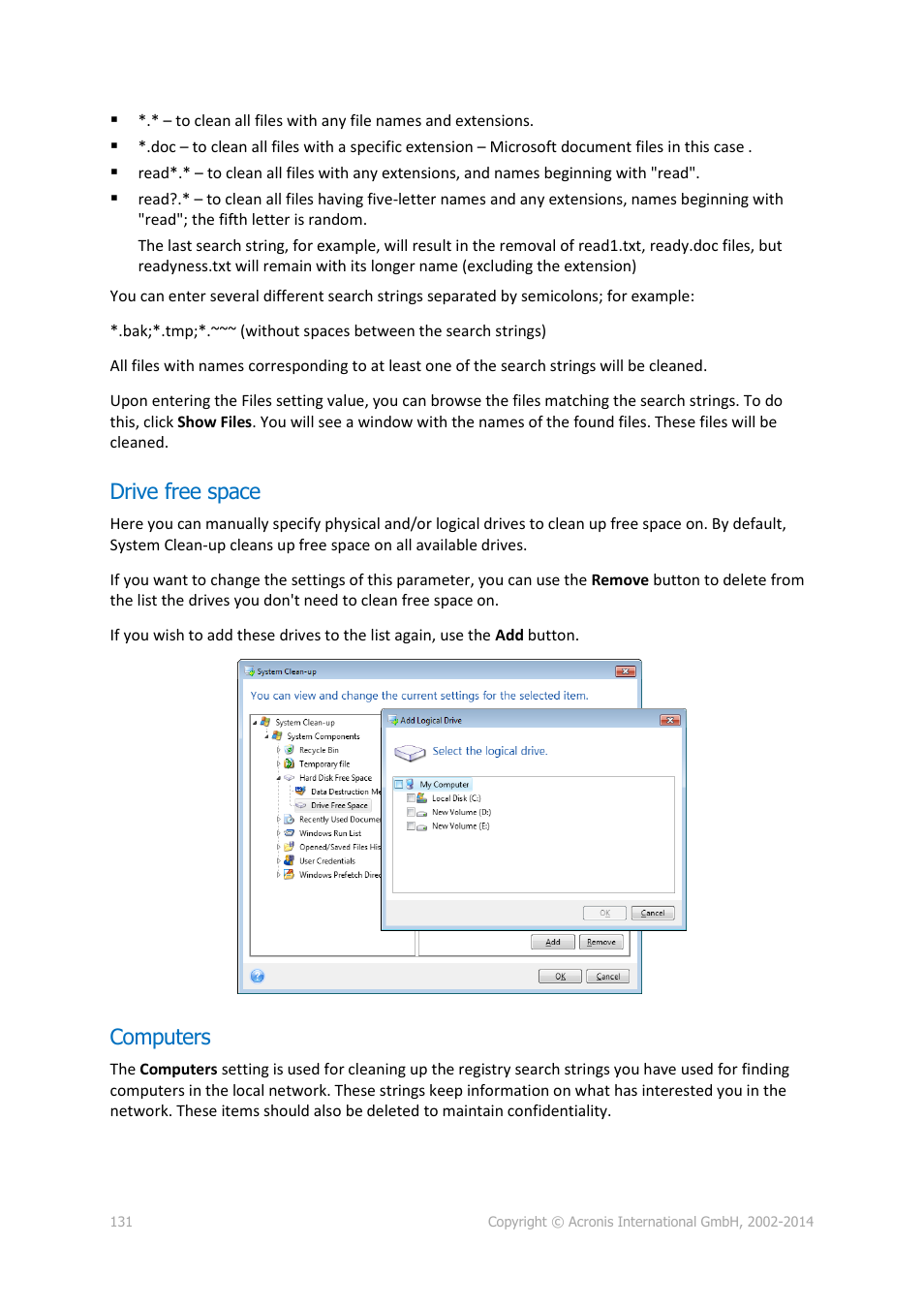 Drive free space, Computers | Acronis True Image 2015 - User Guide User Manual | Page 131 / 146