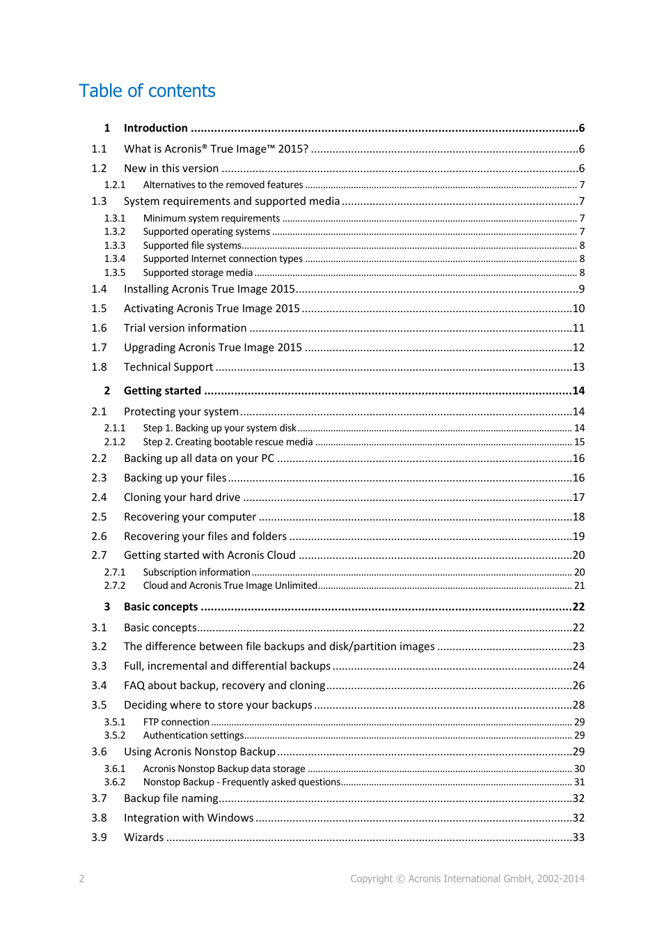Acronis True Image 2015 - User Guide User Manual | Page 2 / 146