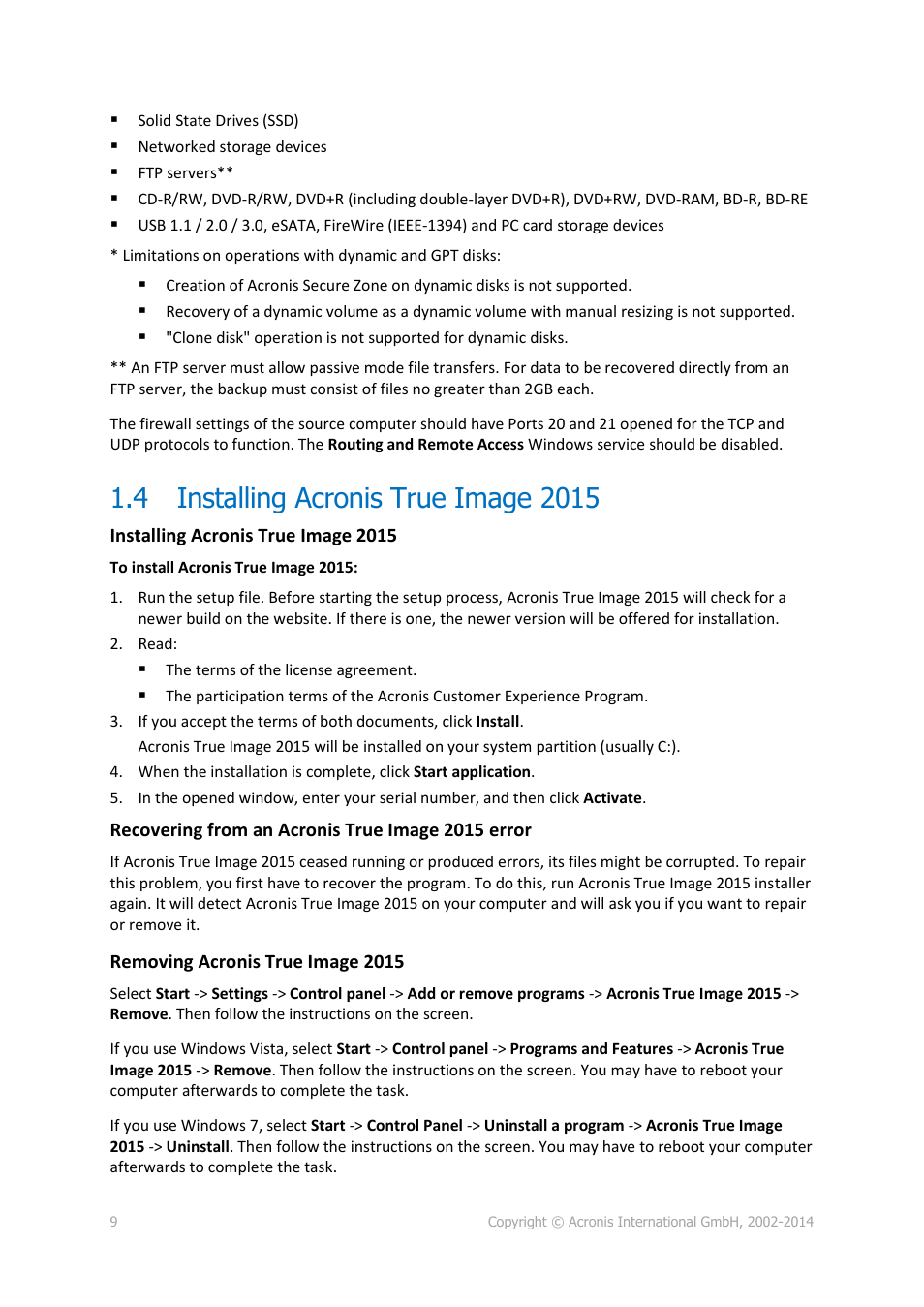 4 installing acronis true image 2015, Installing acronis true image 2015 | Acronis True Image 2015 - User Guide User Manual | Page 9 / 146