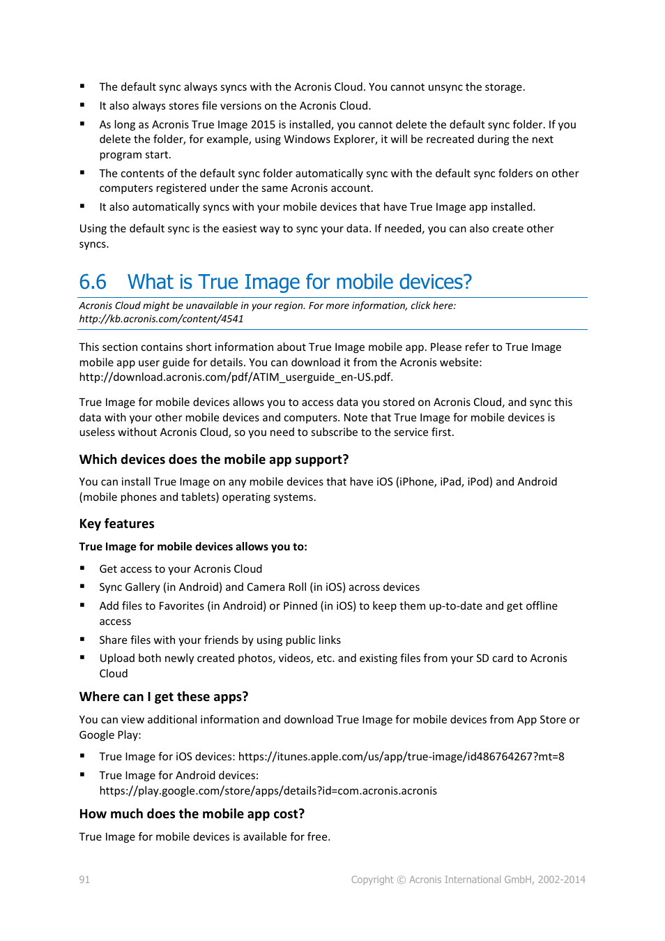 6 what is true image for mobile devices, What is true image for mobile devices | Acronis True Image 2015 - User Guide User Manual | Page 91 / 146