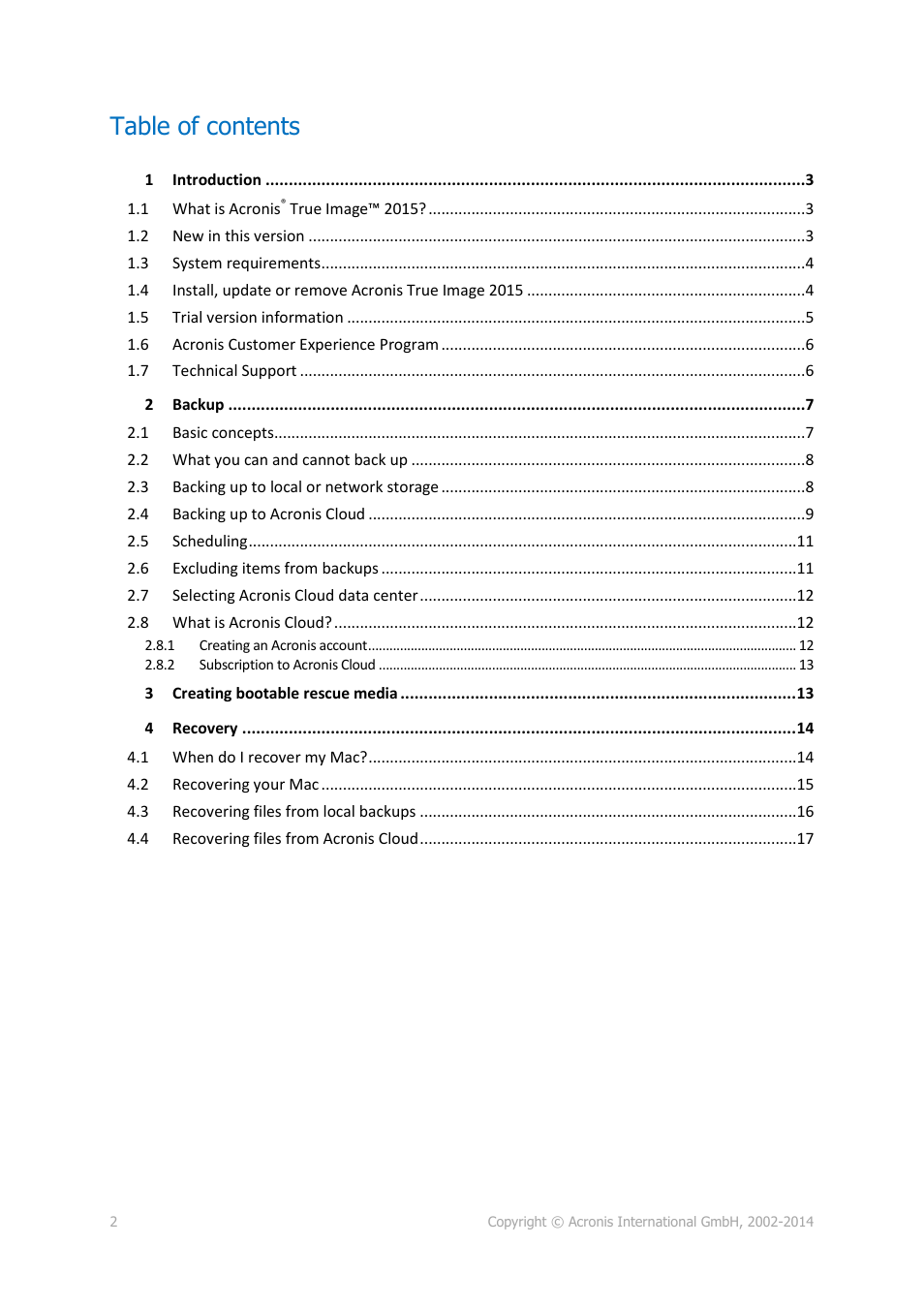 Acronis True Image for Mac - User Guide User Manual | Page 2 / 19