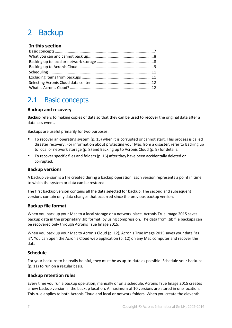 2 backup, 1 basic concepts, Basic concepts | Acronis True Image for Mac - User Guide User Manual | Page 7 / 19