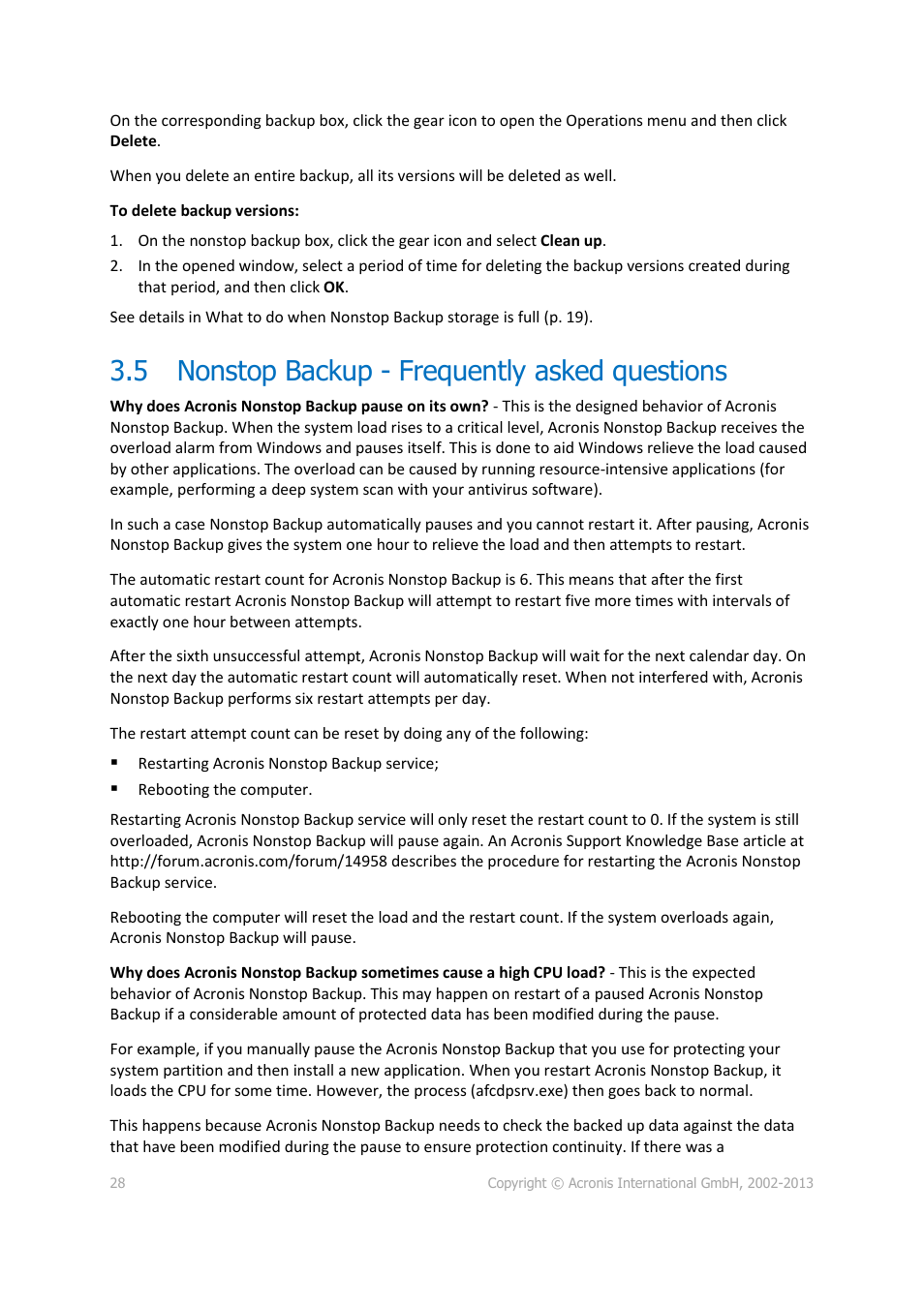 5 nonstop backup - frequently asked questions, Nonstop backup - frequently asked questions | Acronis True Image Lite 2013 by Acronis - User Guide User Manual | Page 28 / 50