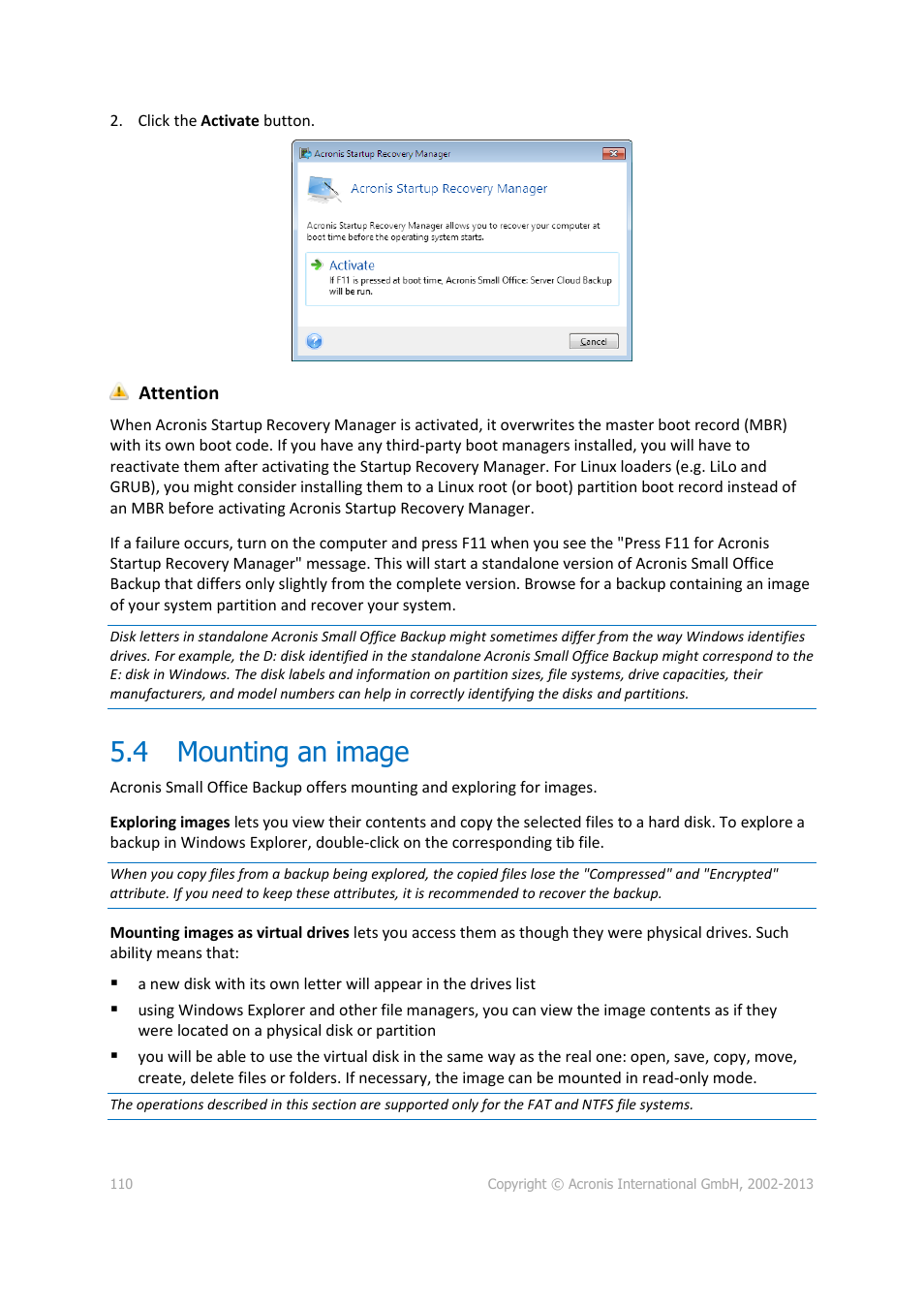 4 mounting an image, Mounting an image | Acronis Server Cloud Backup - User Guide User Manual | Page 110 / 142