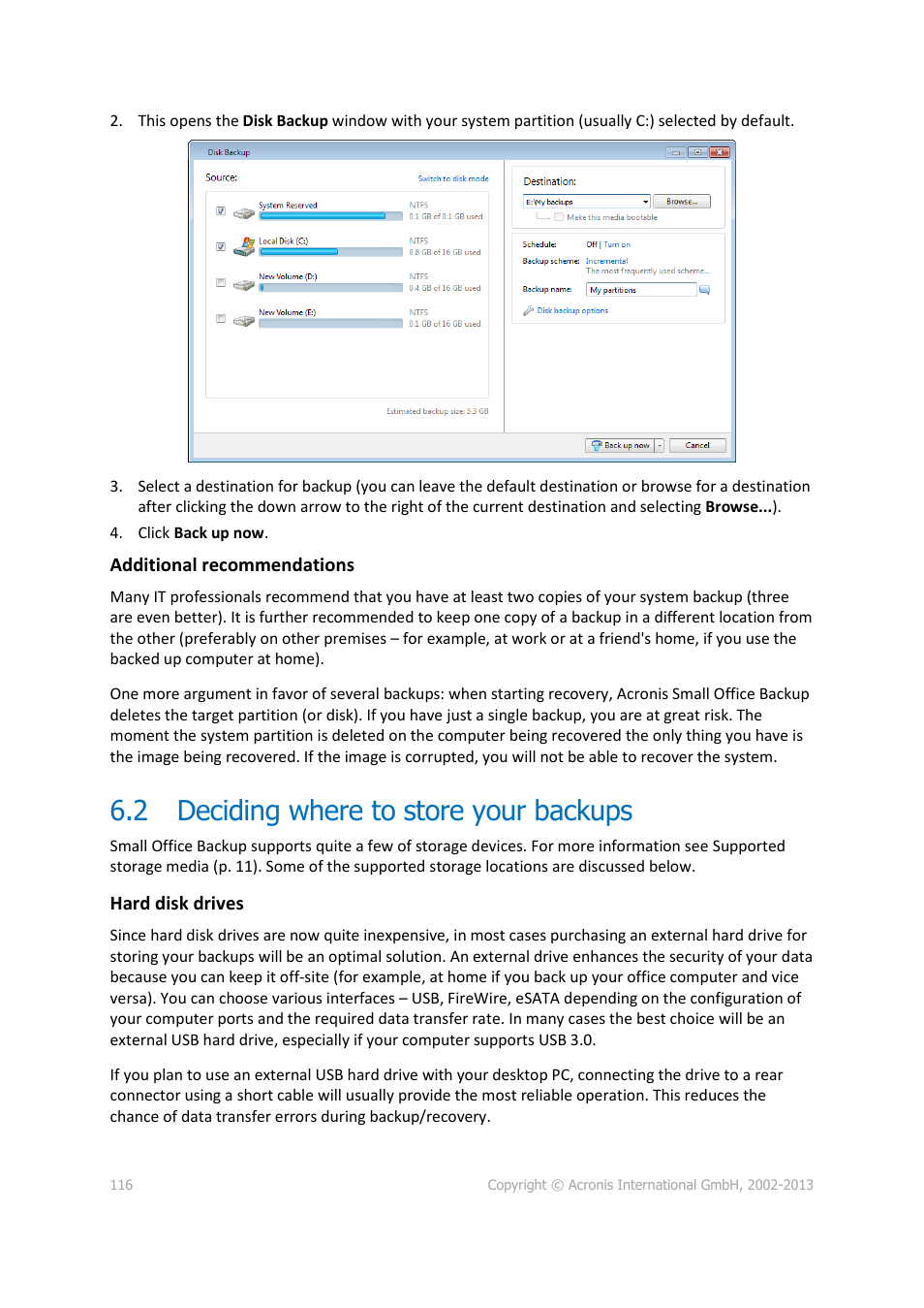 2 deciding where to store your backups, Deciding where to store your backups | Acronis Server Cloud Backup - User Guide User Manual | Page 116 / 142