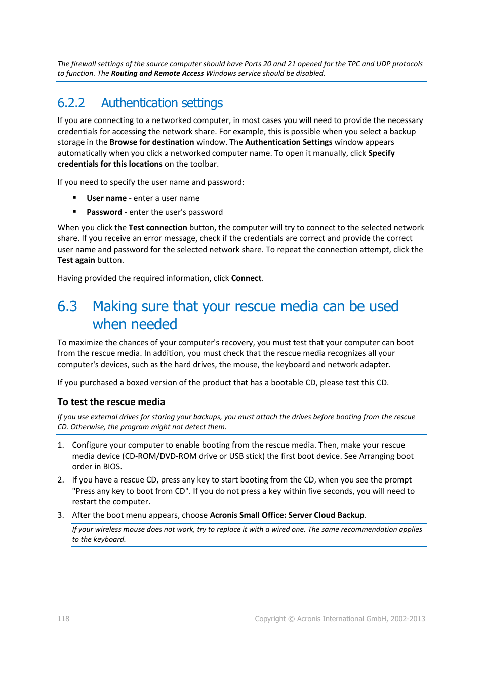 2 authentication settings, Authentication settings, P. 118) | Acronis Server Cloud Backup - User Guide User Manual | Page 118 / 142