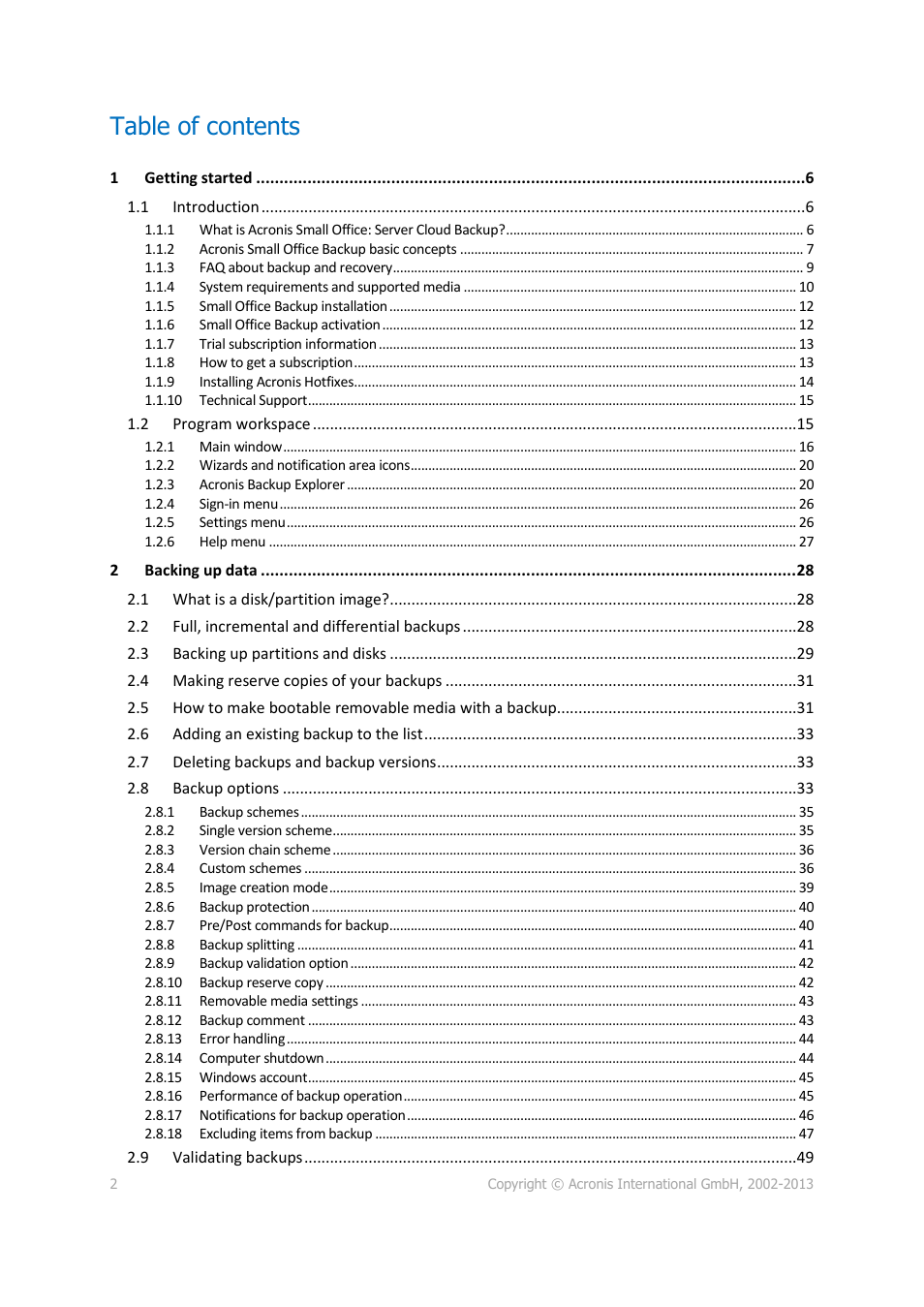 Acronis Server Cloud Backup - User Guide User Manual | Page 2 / 142
